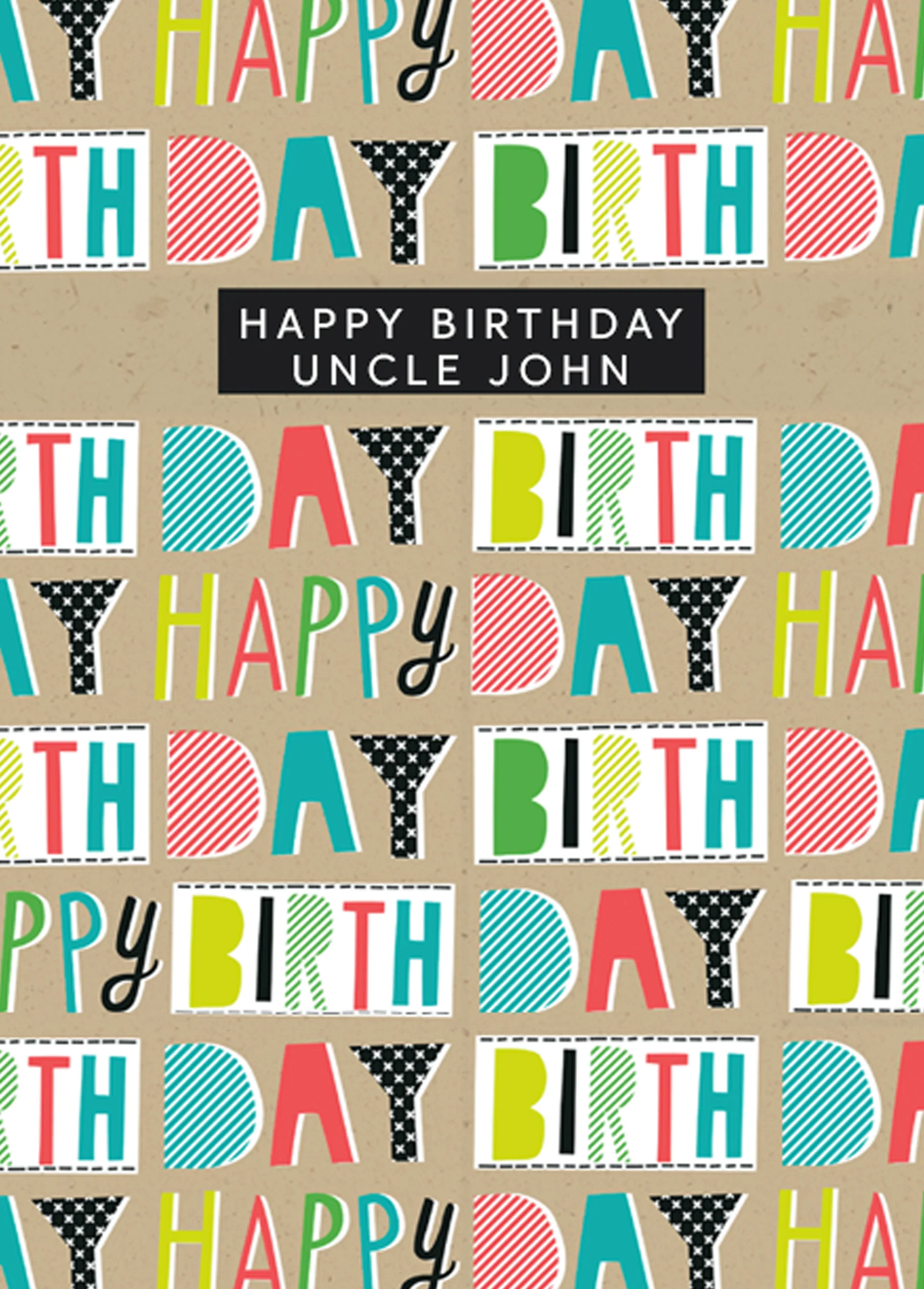 Personalised Contemporary Birthday Uncle Editable Colourful Card