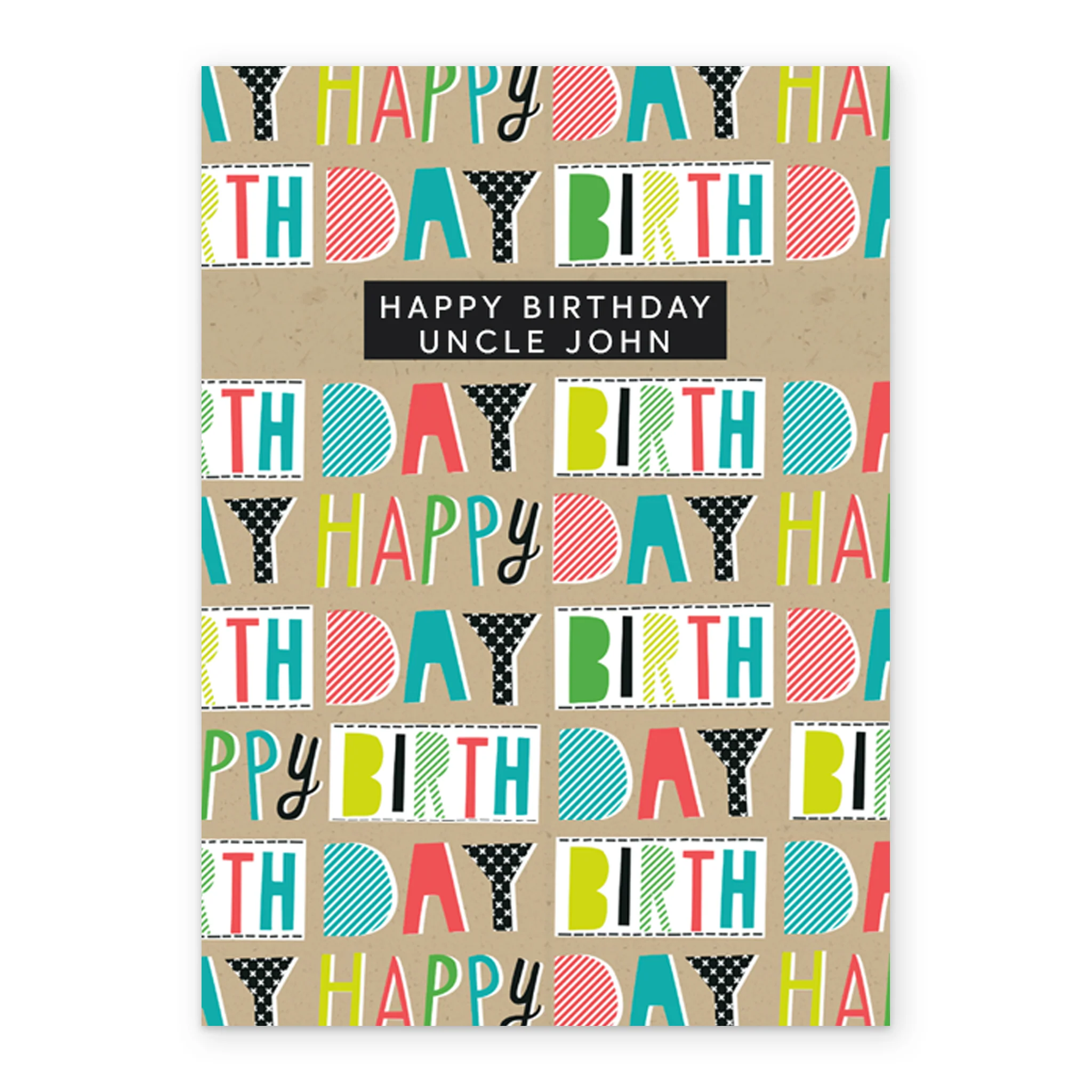 Personalised Contemporary Birthday Uncle Editable Colourful Card - Image 2