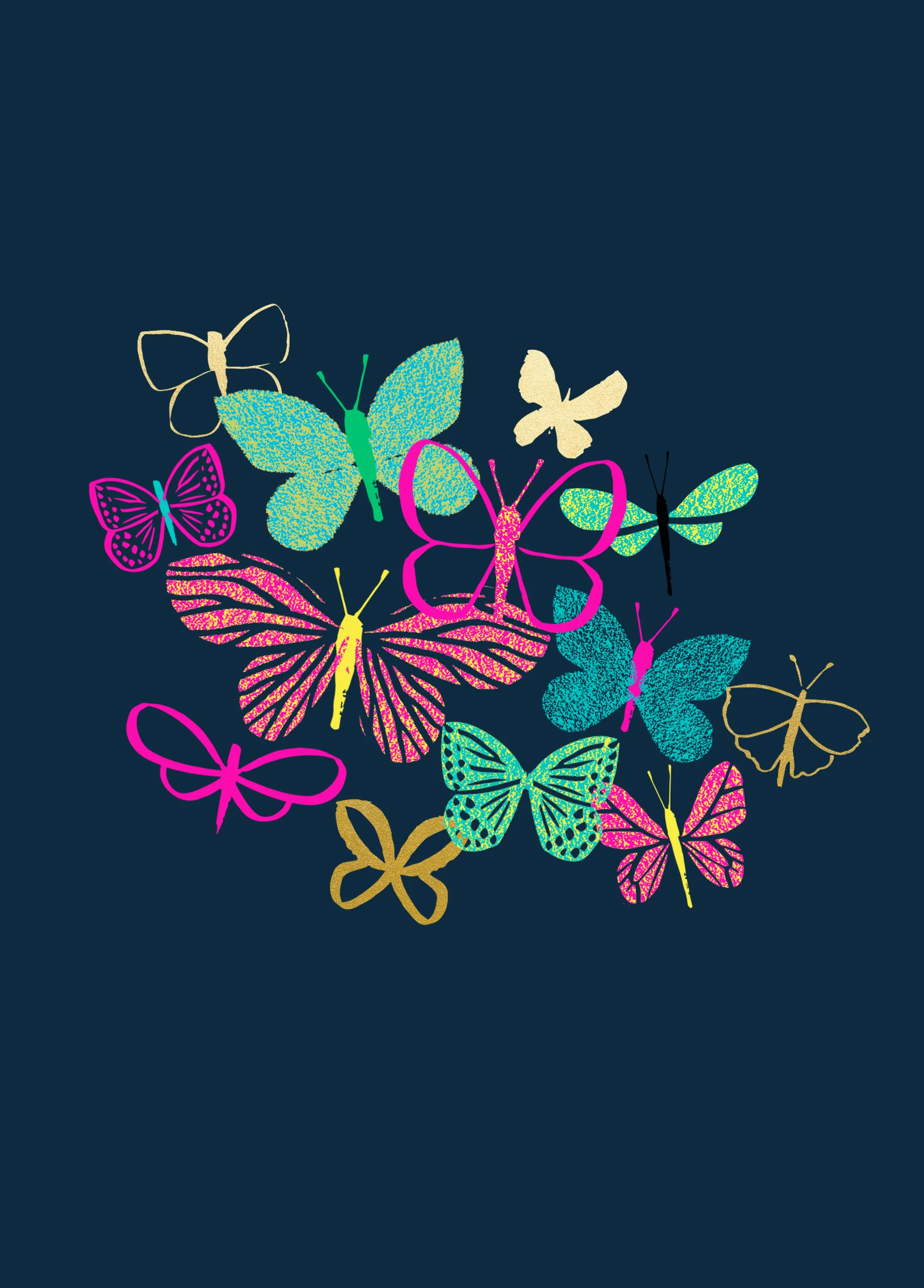 Personalised Contemporary Butterfly Colourful Design Card