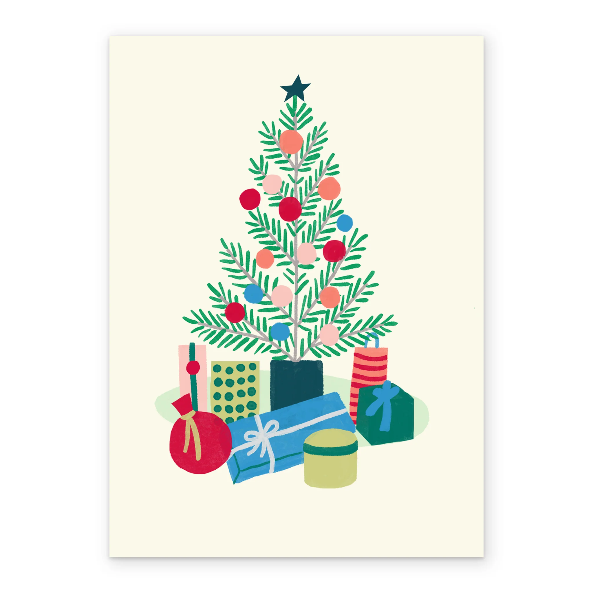 Personalised Contemporary Christmas tree & Gifts Christmas Card - Image 2
