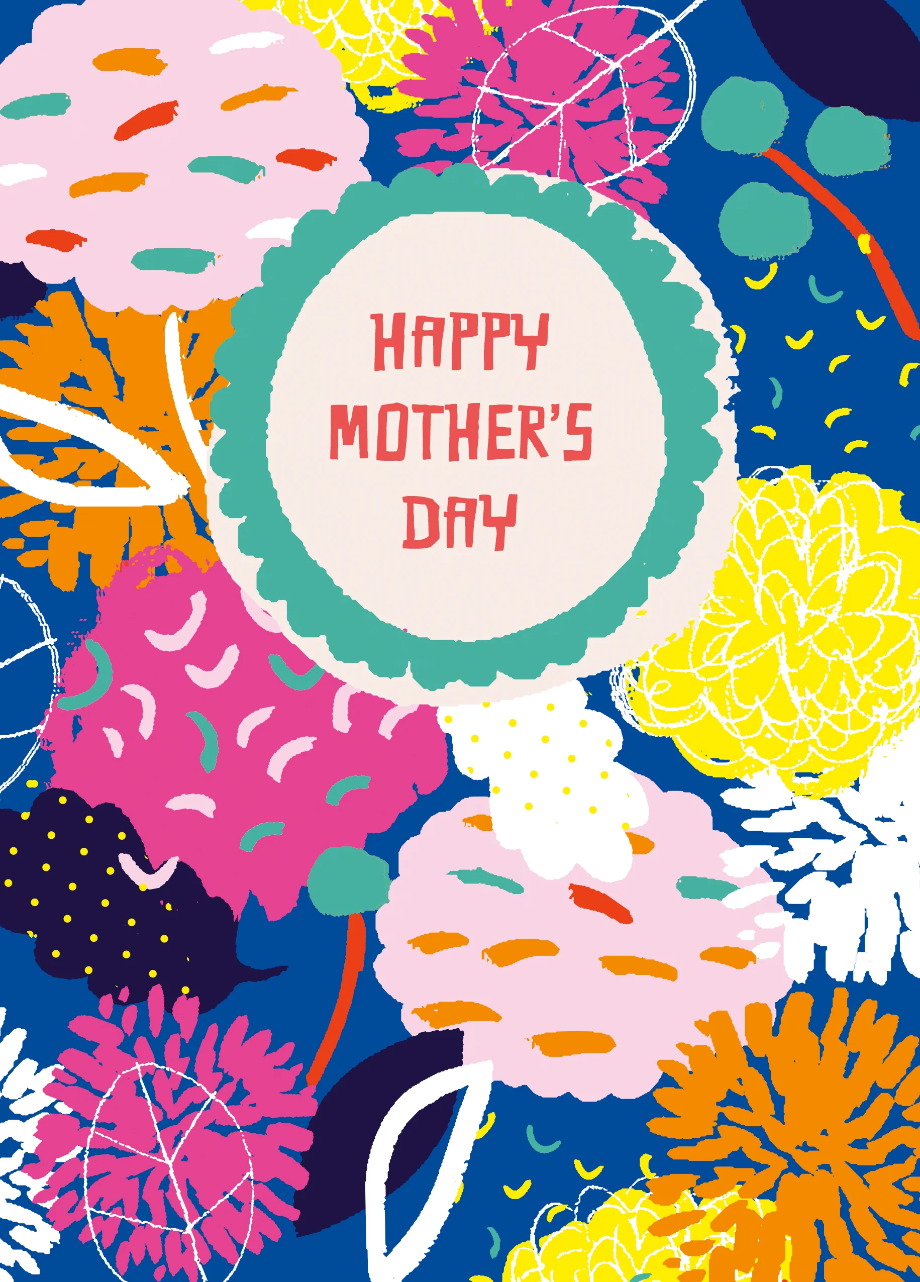 Personalised Contemporary Colourful Flowers Mother's Day Card