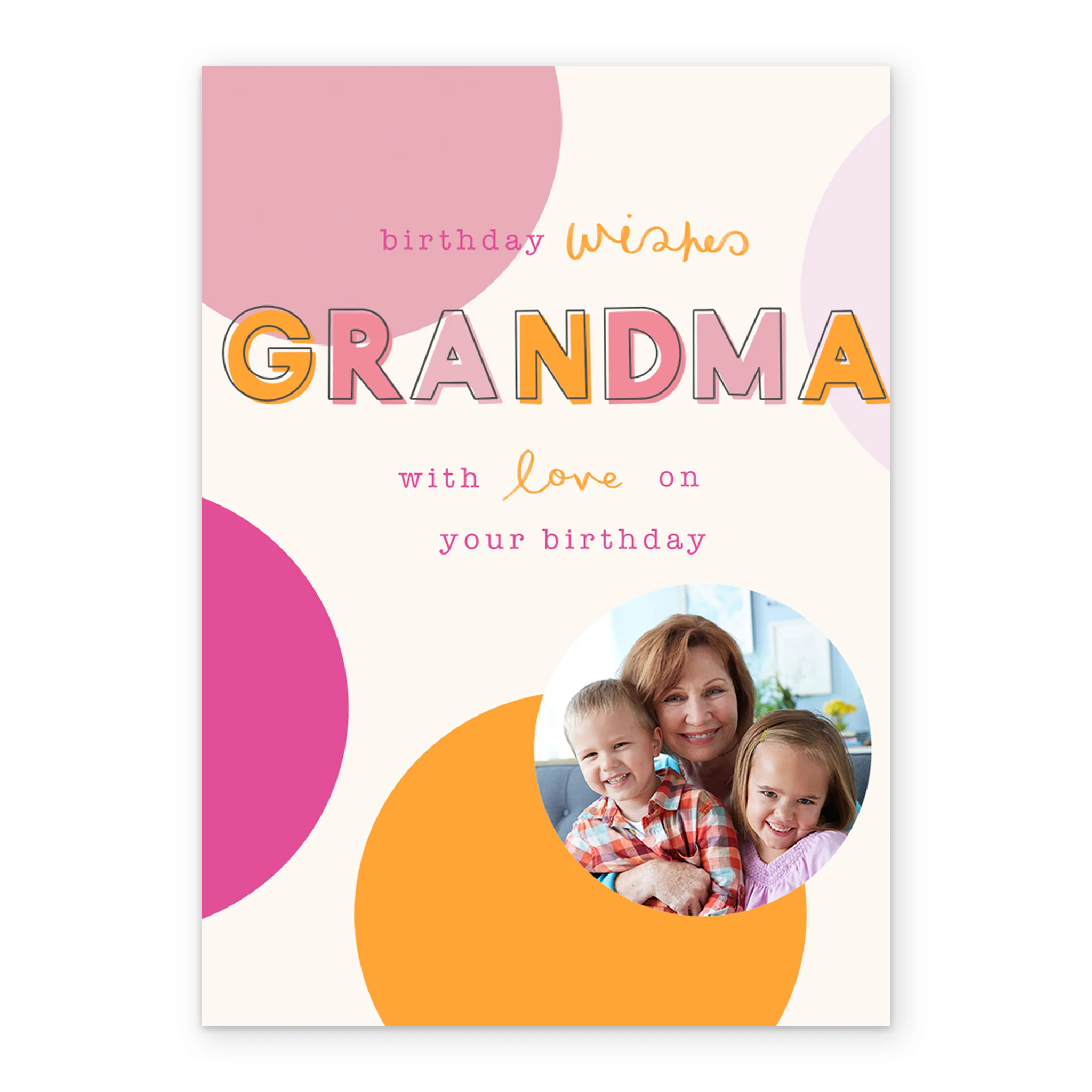 Personalised Contemporary Colourful Spots Photo Birthday Card For Grandma - Image 2