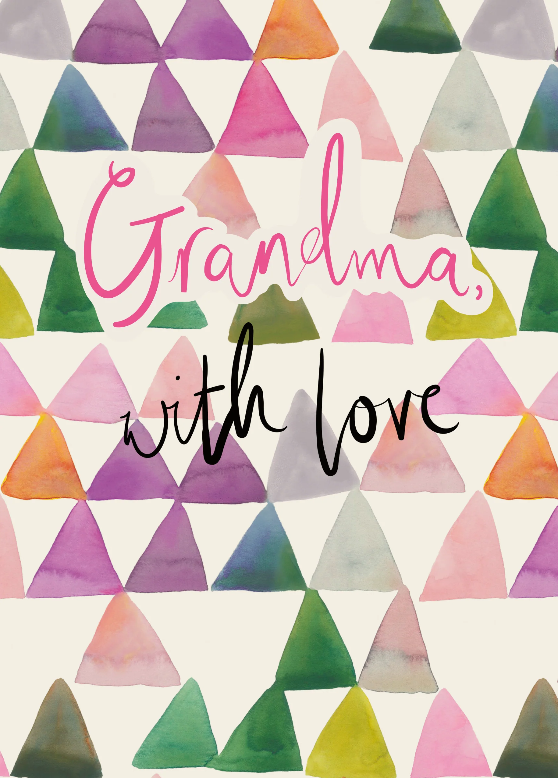 Personalised Contemporary Colourful Triangles Birthday Card For Grandma