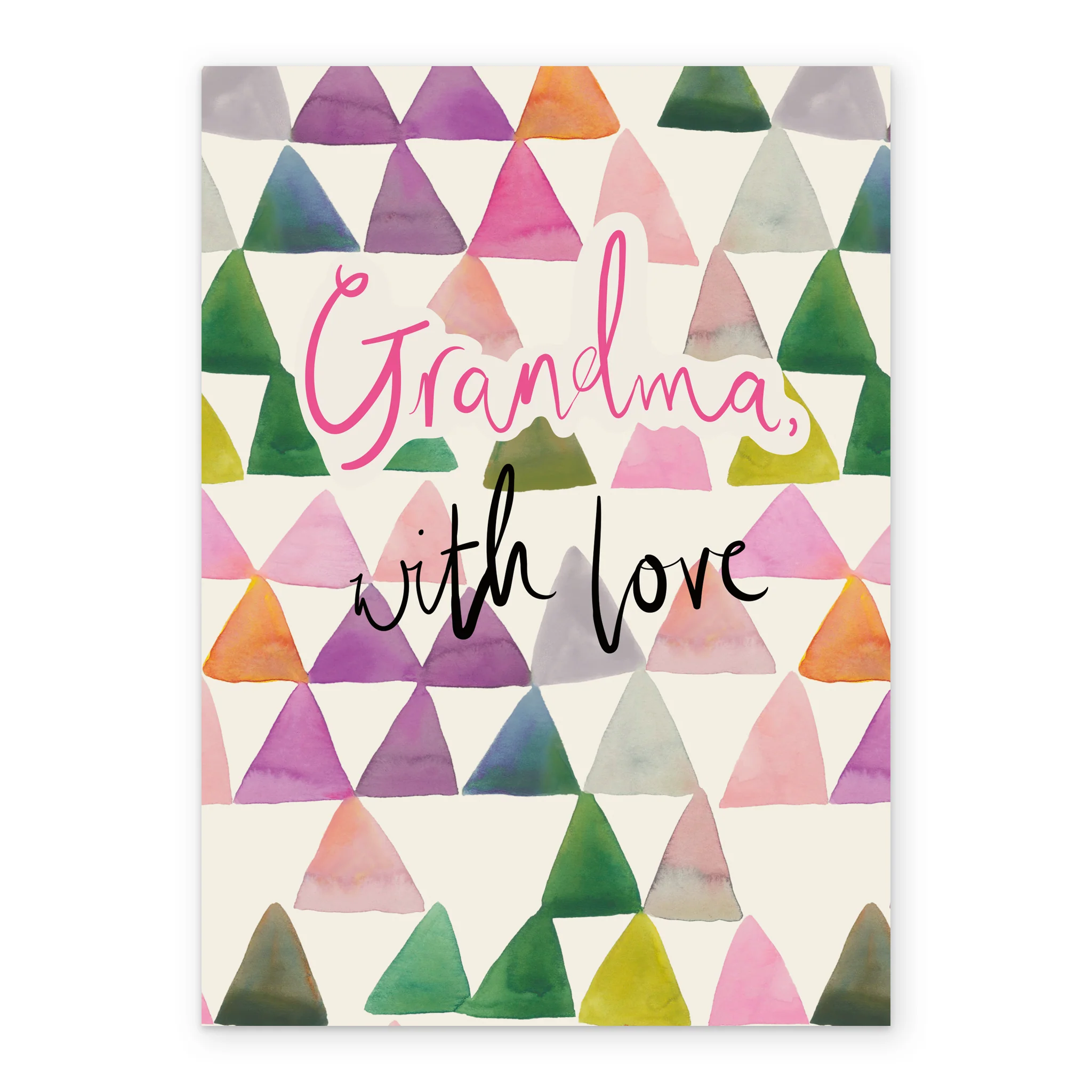 Personalised Contemporary Colourful Triangles Birthday Card For Grandma - Image 2