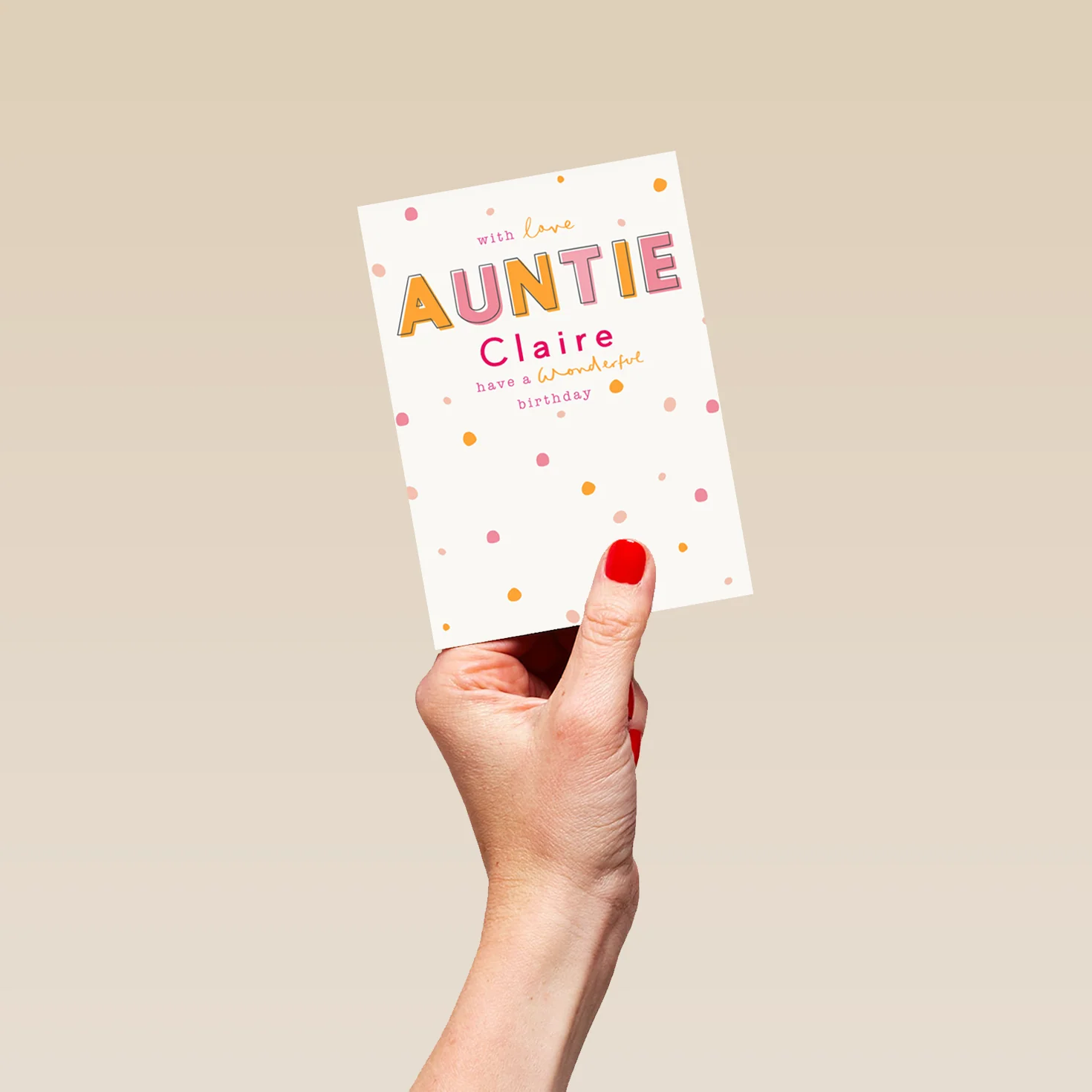 Personalised Contemporary Dotty Birthday Card for Auntie - Image 4