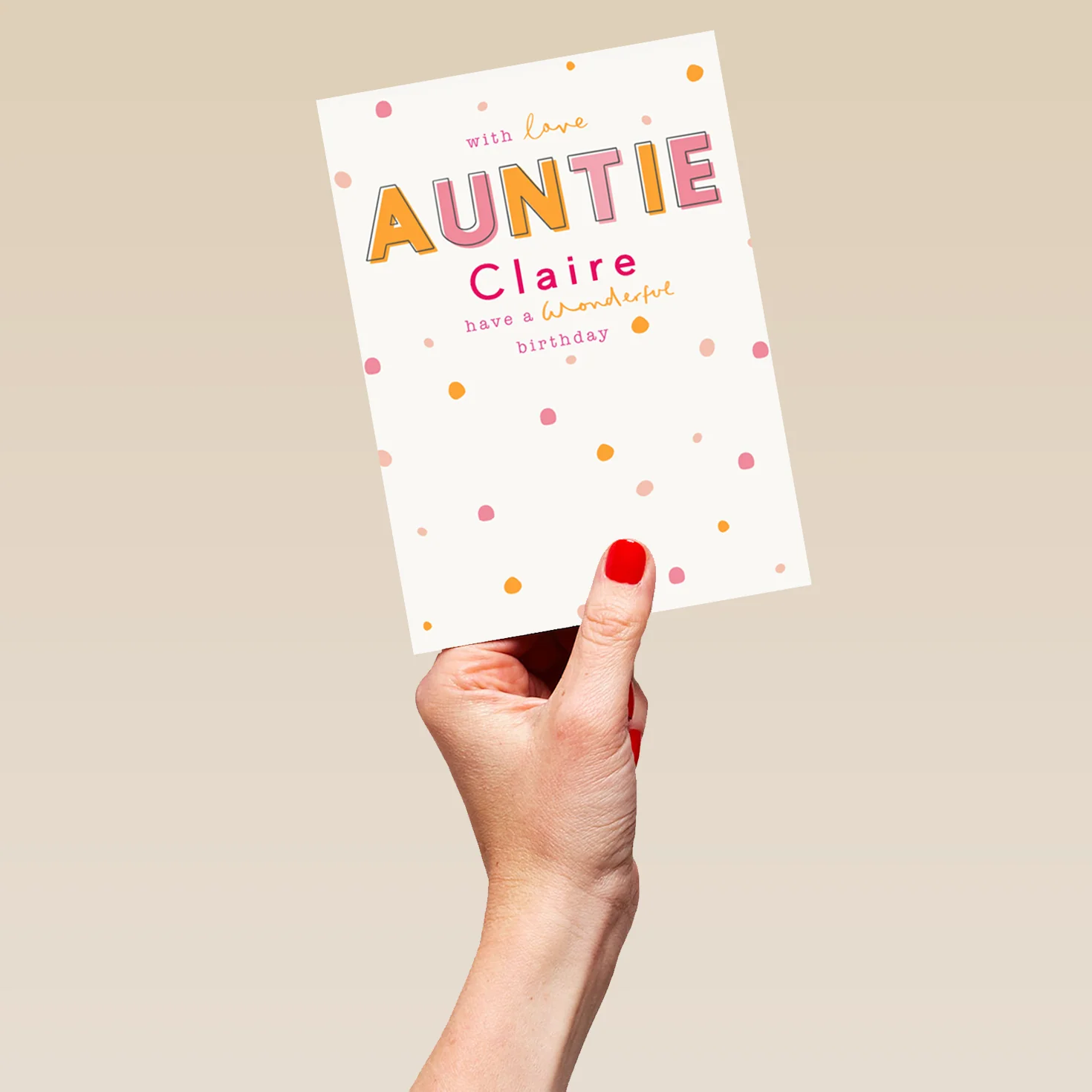 Personalised Contemporary Dotty Birthday Card for Auntie - Image 5