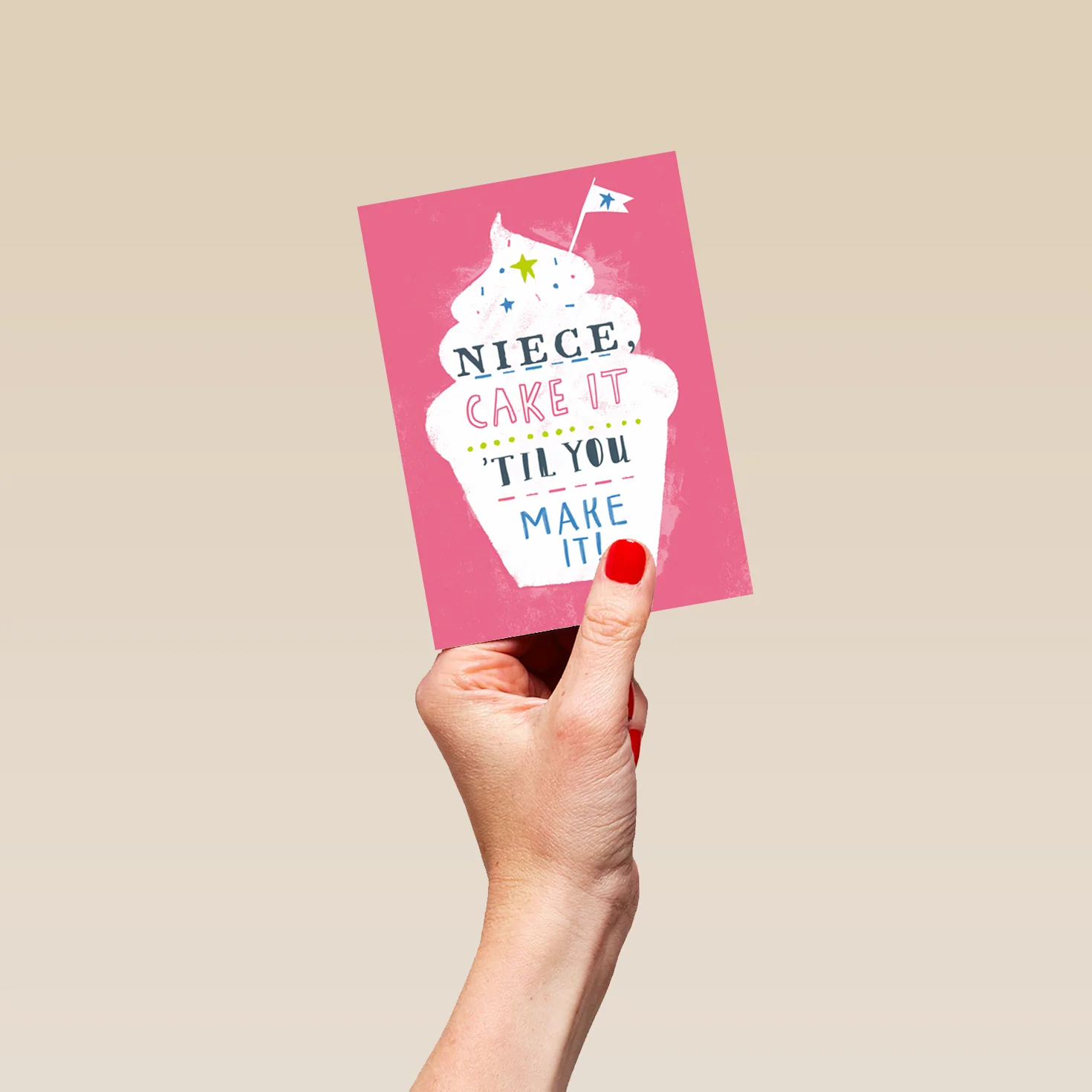 Personalised Contemporary Editable Cupcake Birthday Card For Niece - Image 4