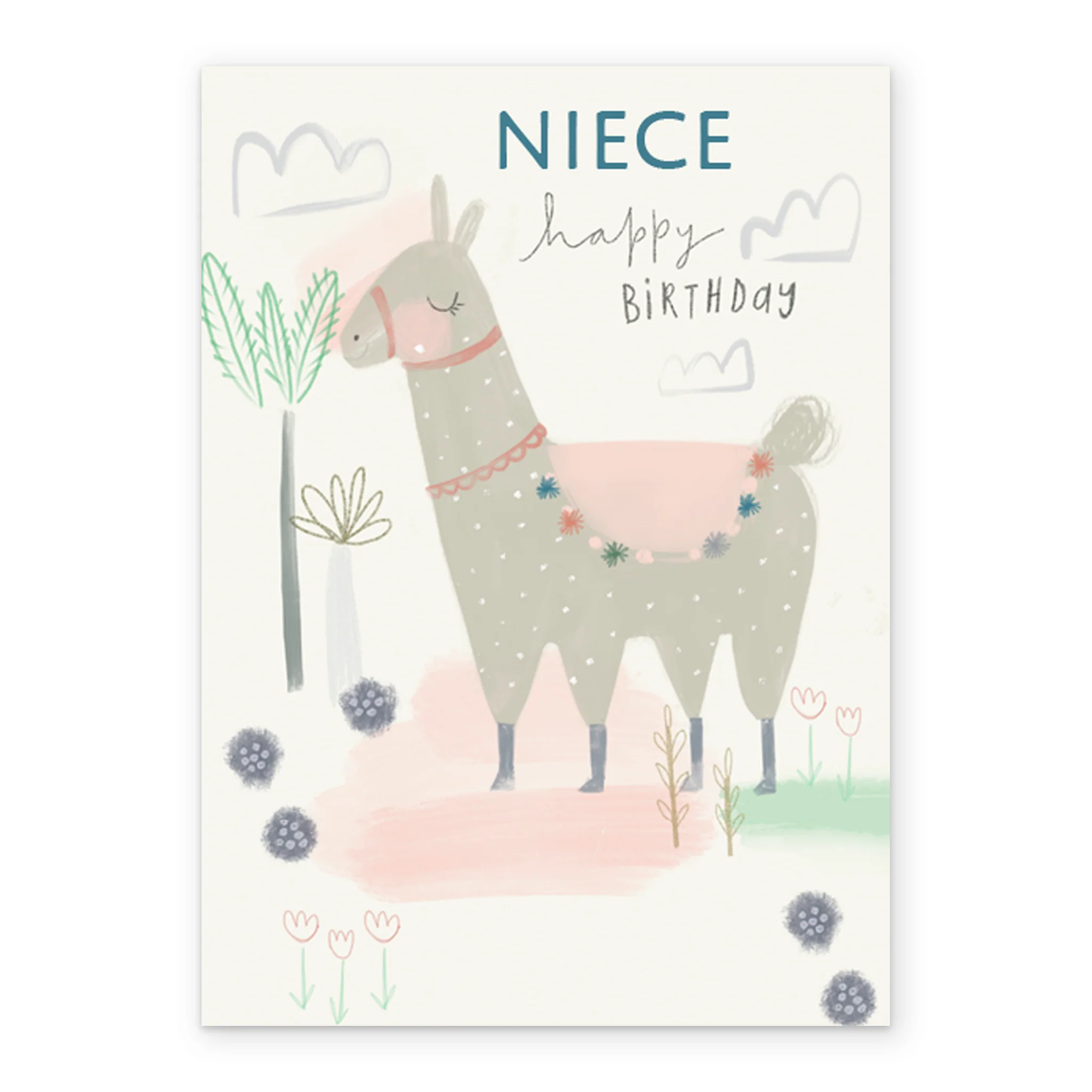 Personalised Contemporary Editable Llama Birthday Card For Niece - Image 2