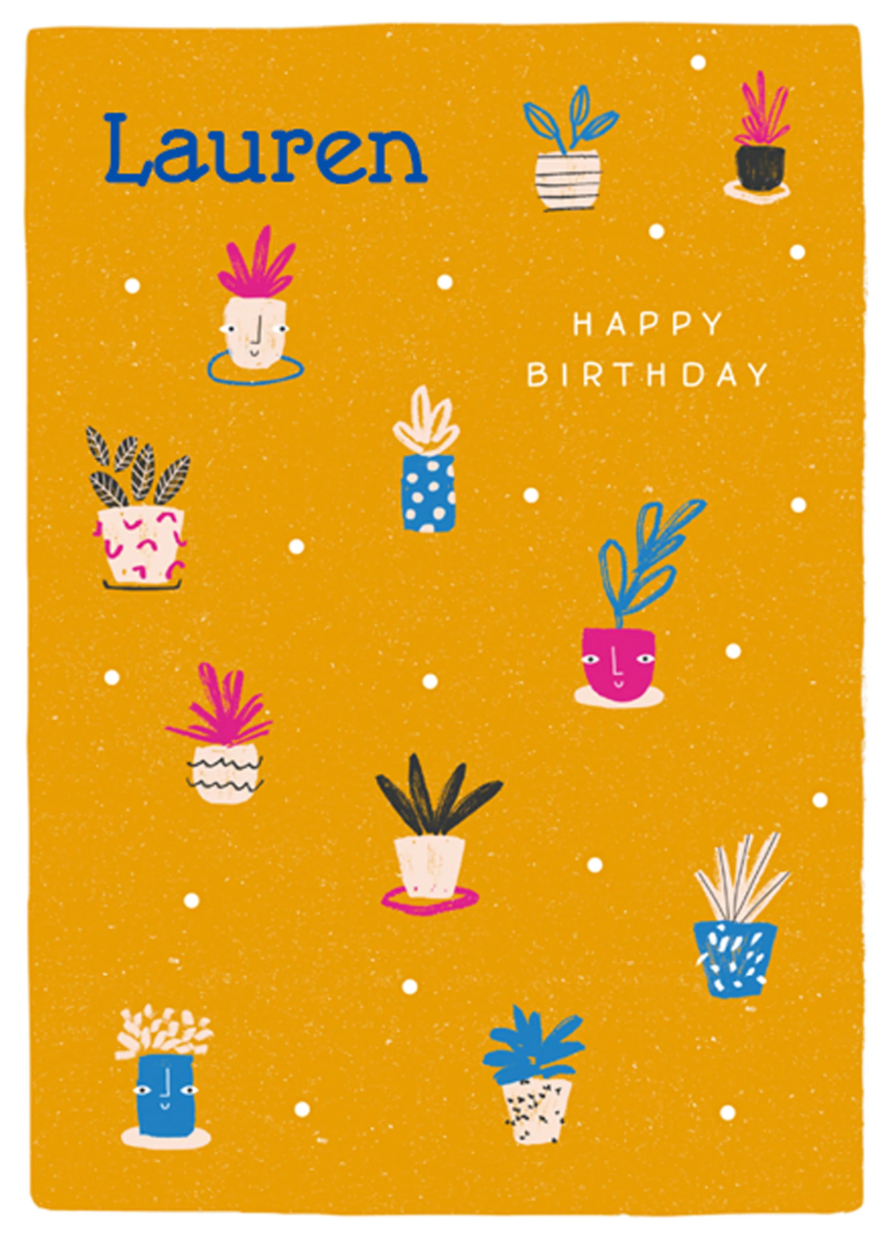 Personalised Contemporary Editable Plant Pots Birthday Card