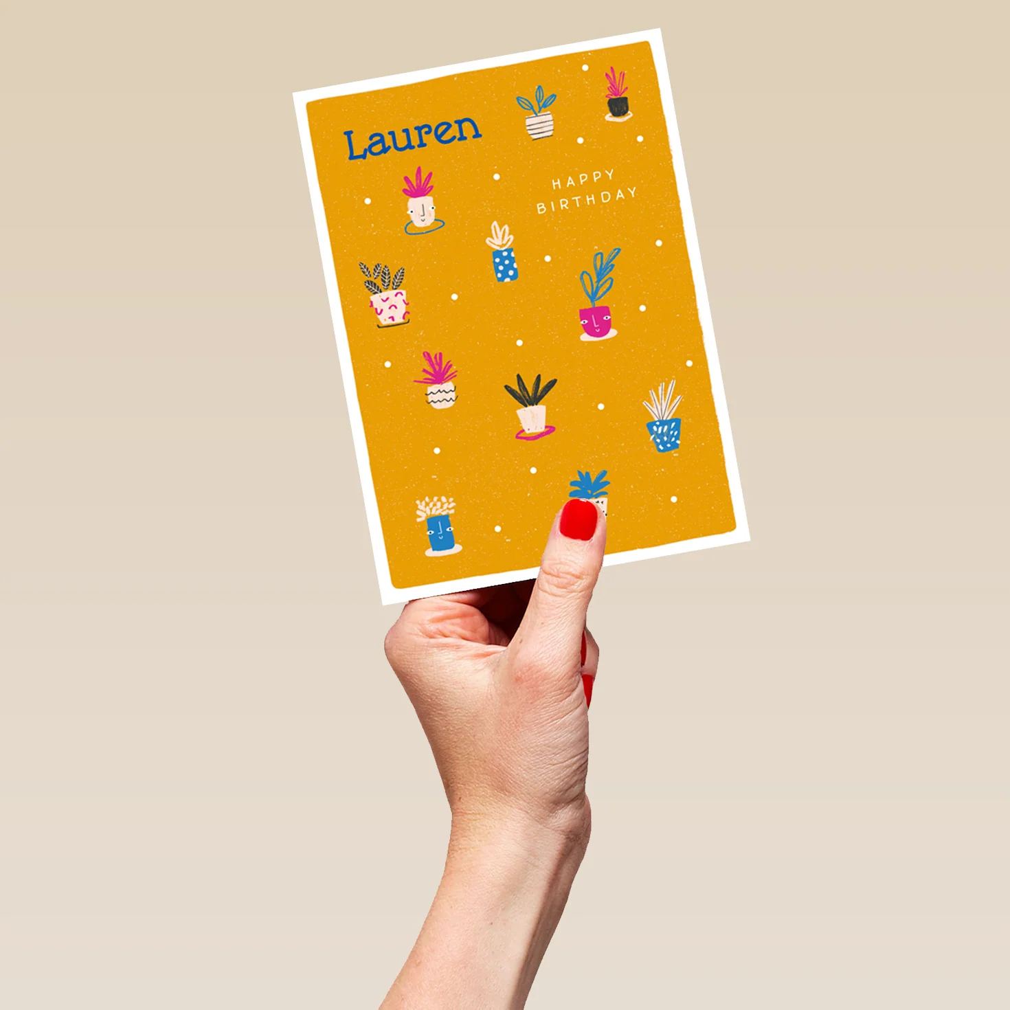 Personalised Contemporary Editable Plant Pots Birthday Card - Image 5