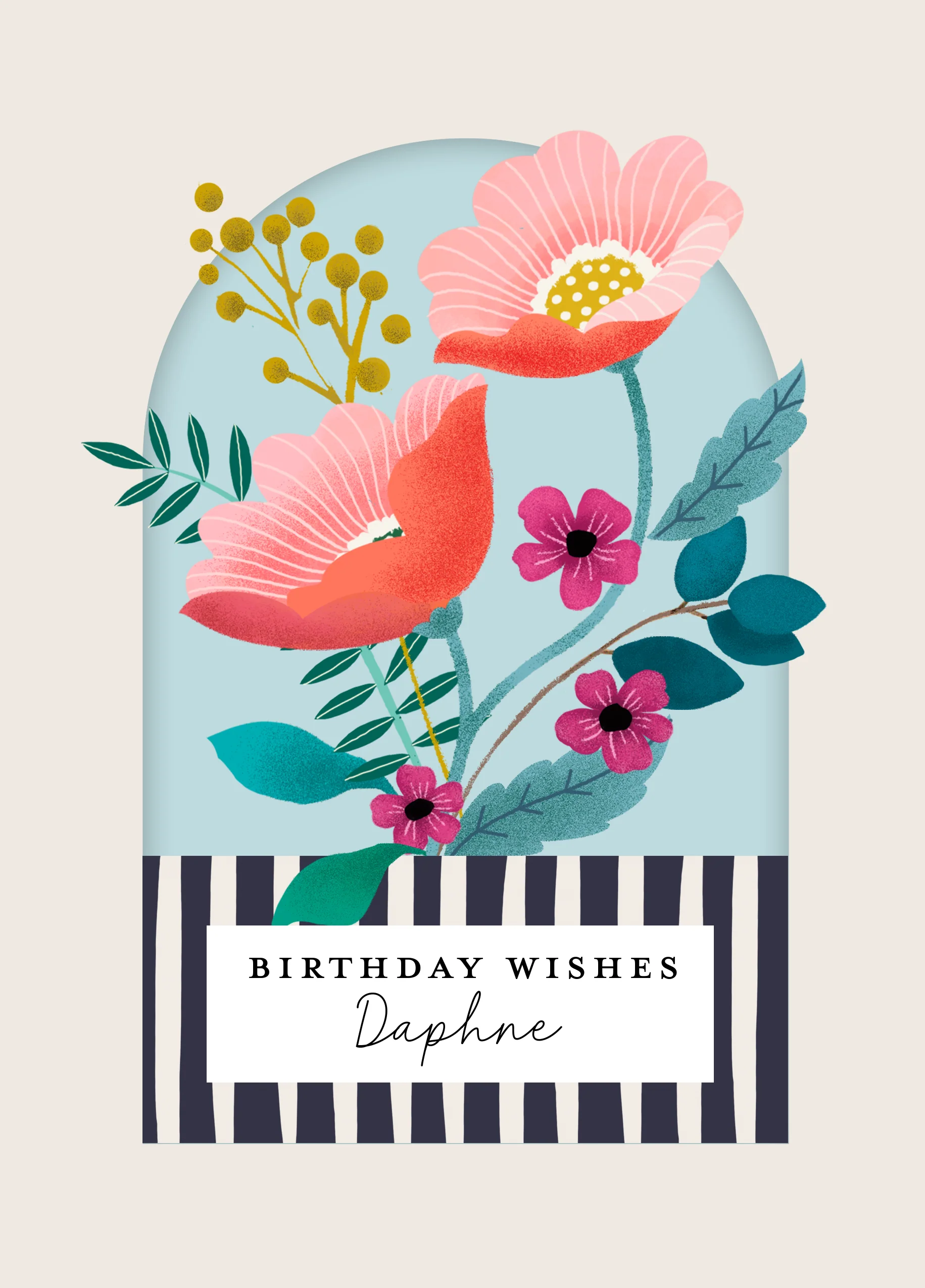 Personalised 'Contemporary Florals' Birthday Card For Her