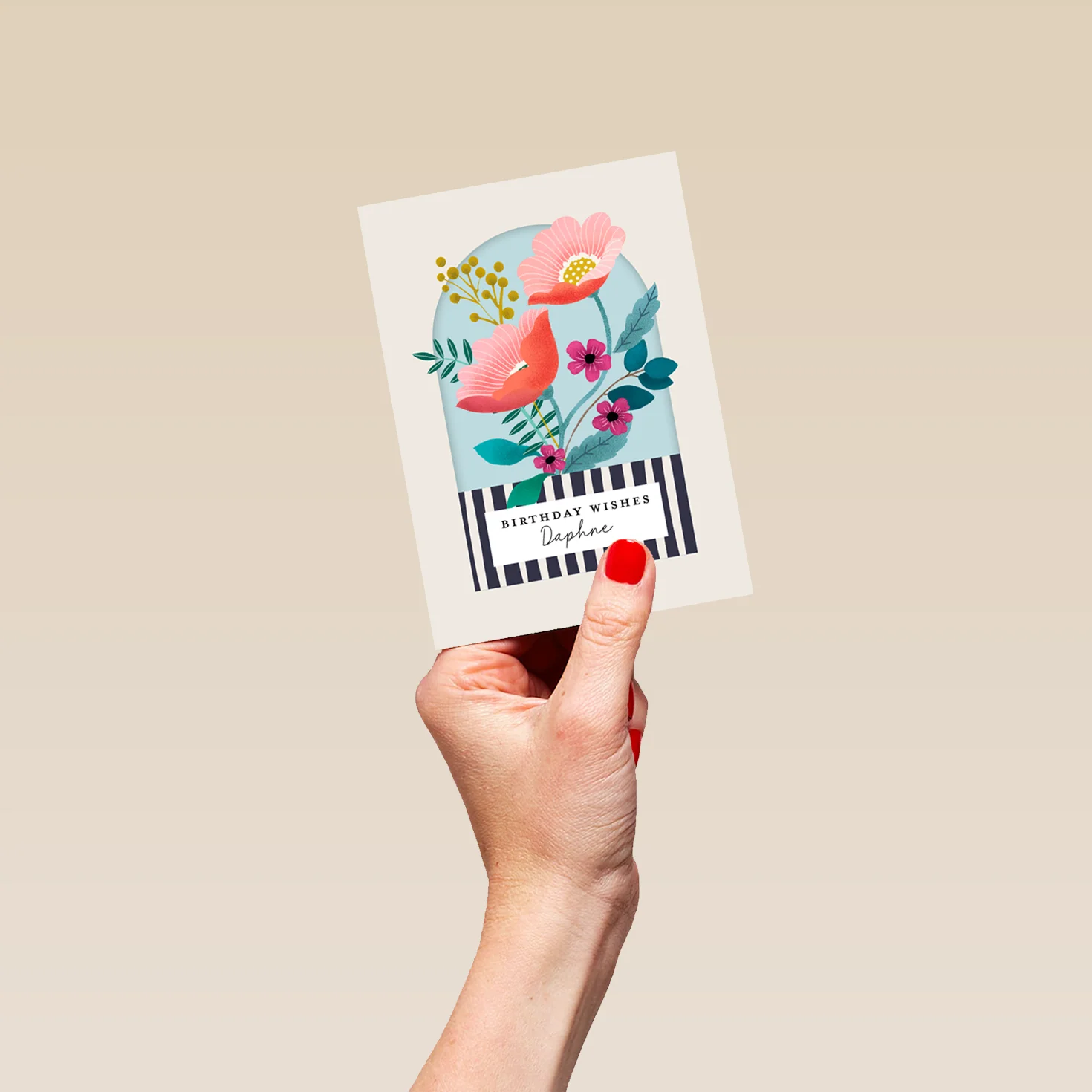 Personalised 'Contemporary Florals' Birthday Card For Her - Image 4