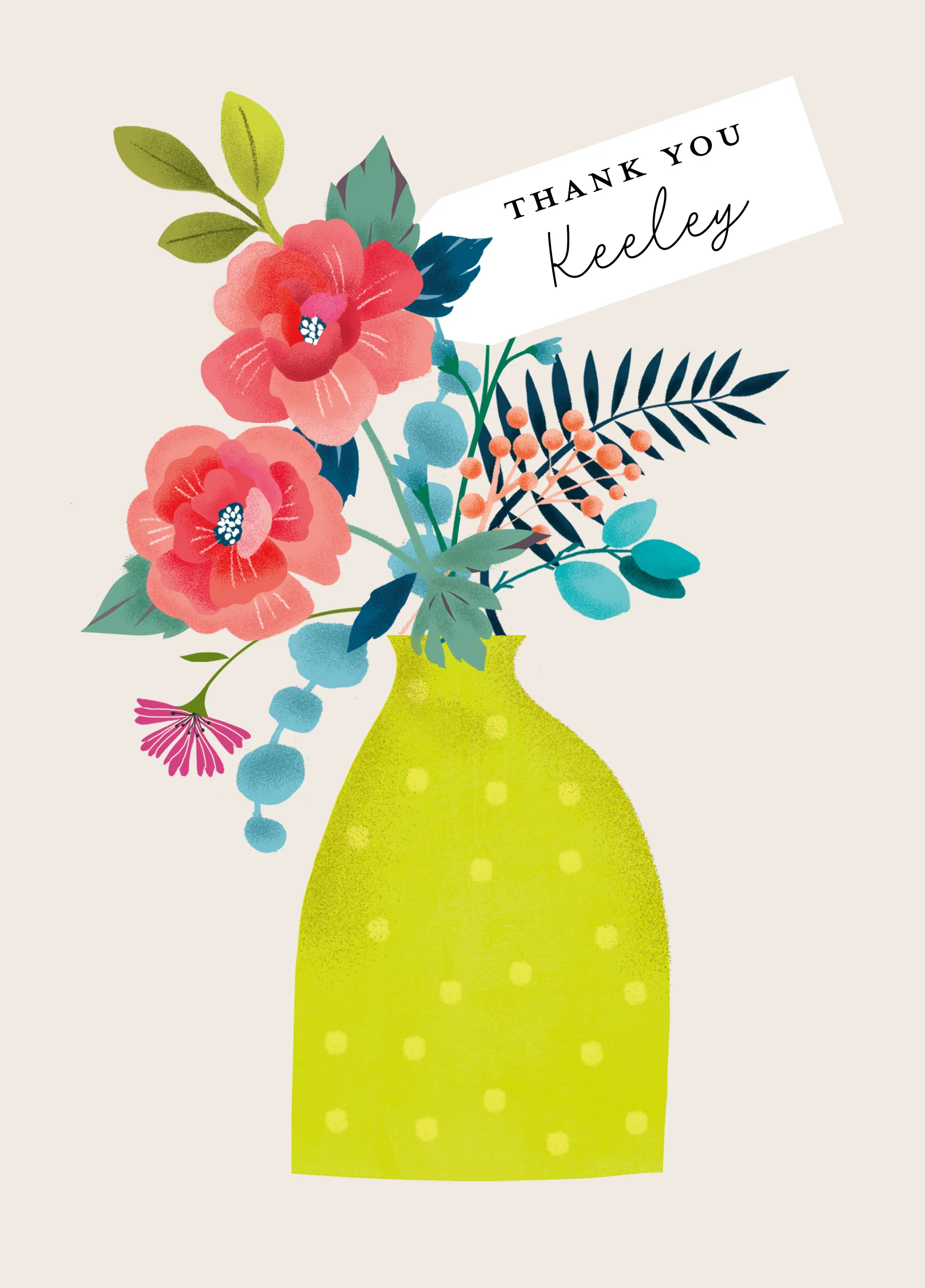 Personalised 'Contemporary Florals' Thank You Card