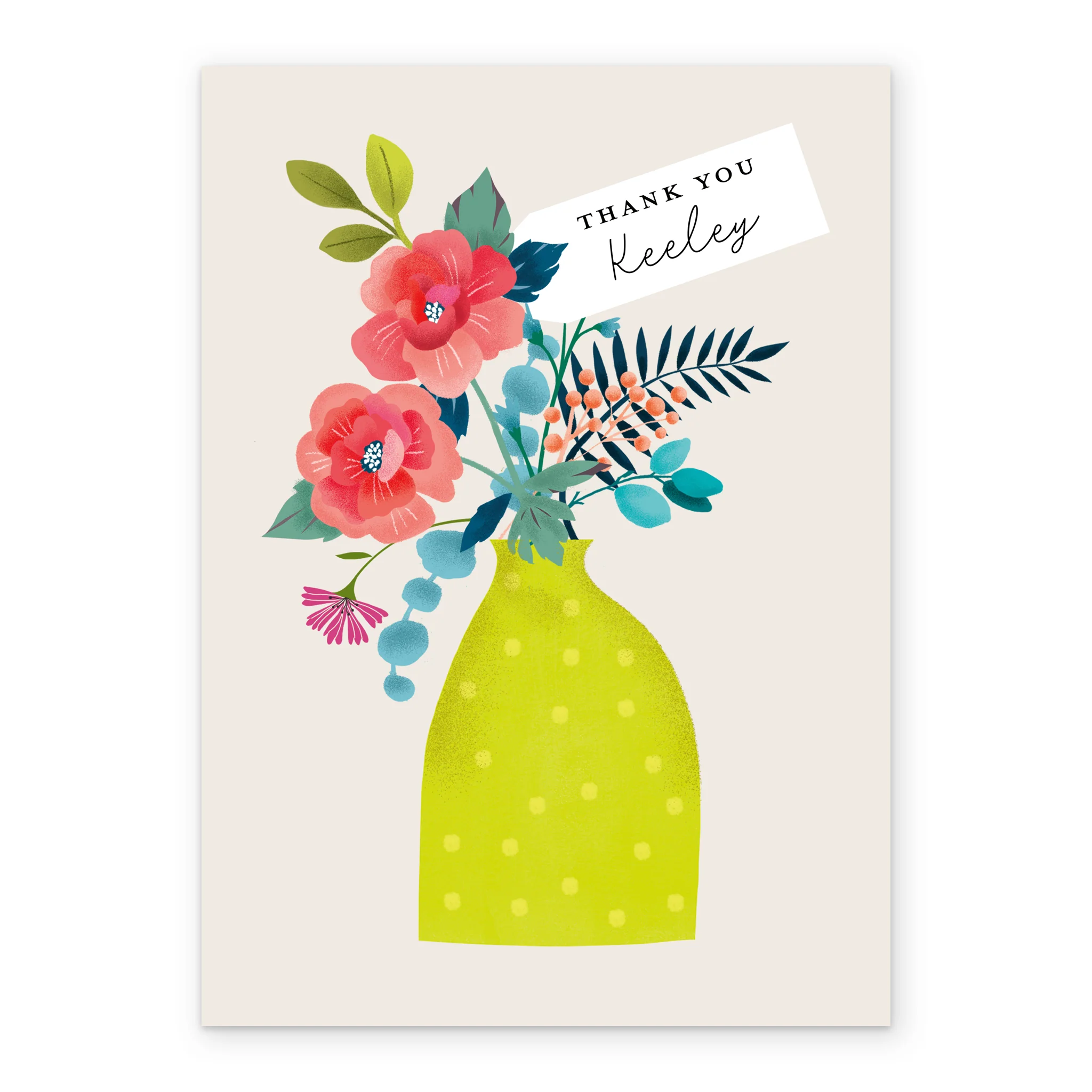 Personalised 'Contemporary Florals' Thank You Card - Image 2