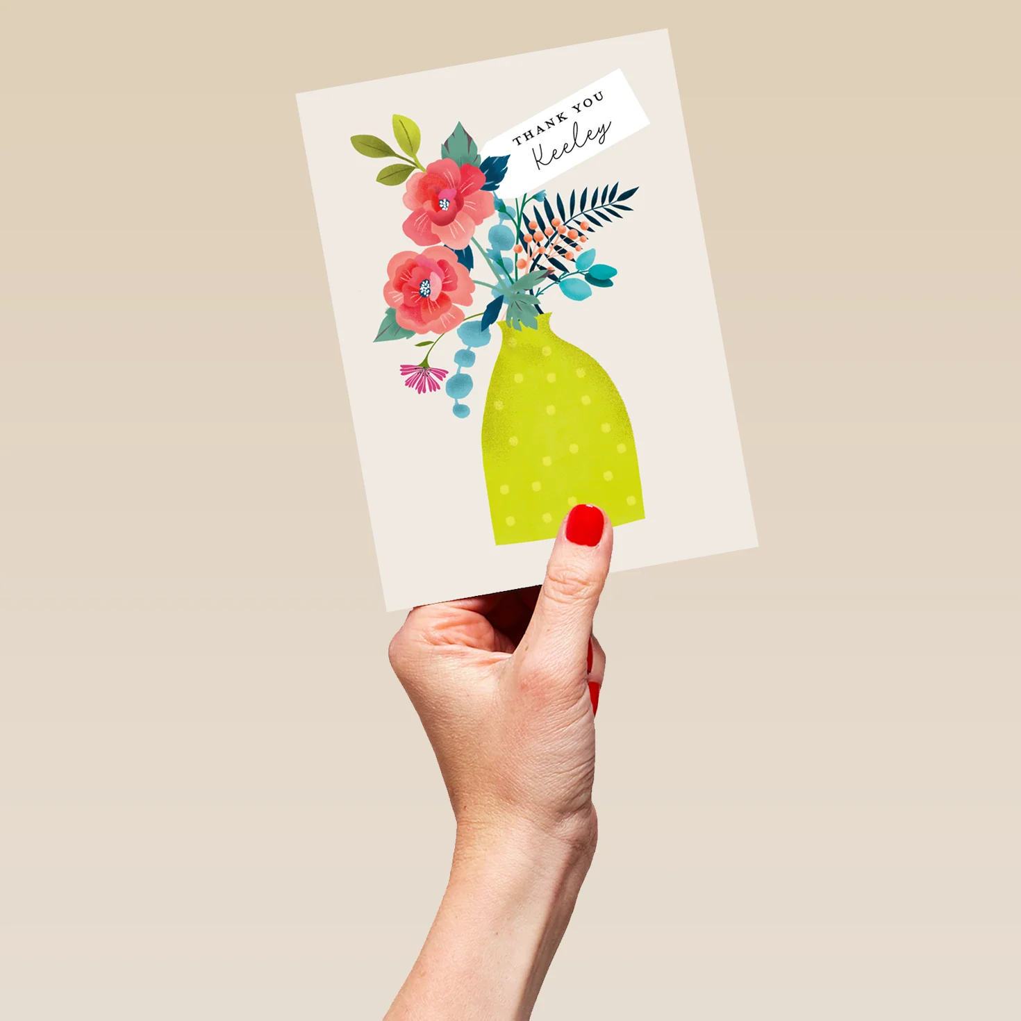 Personalised 'Contemporary Florals' Thank You Card - Image 5