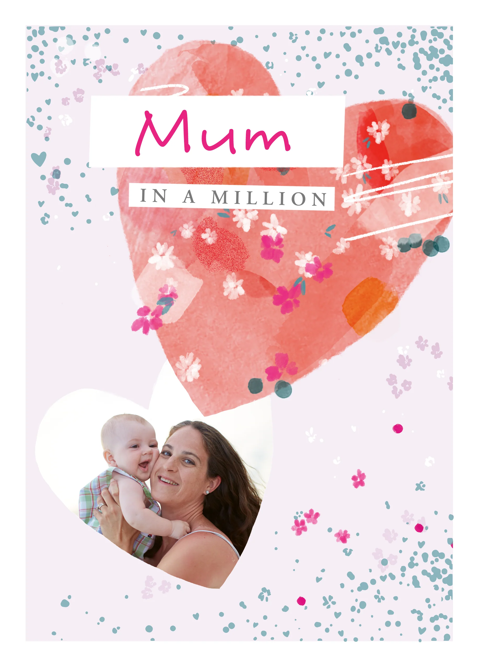 Personalised Contemporary Hearts Mum in a Million Mother's Day Photo Upload Card