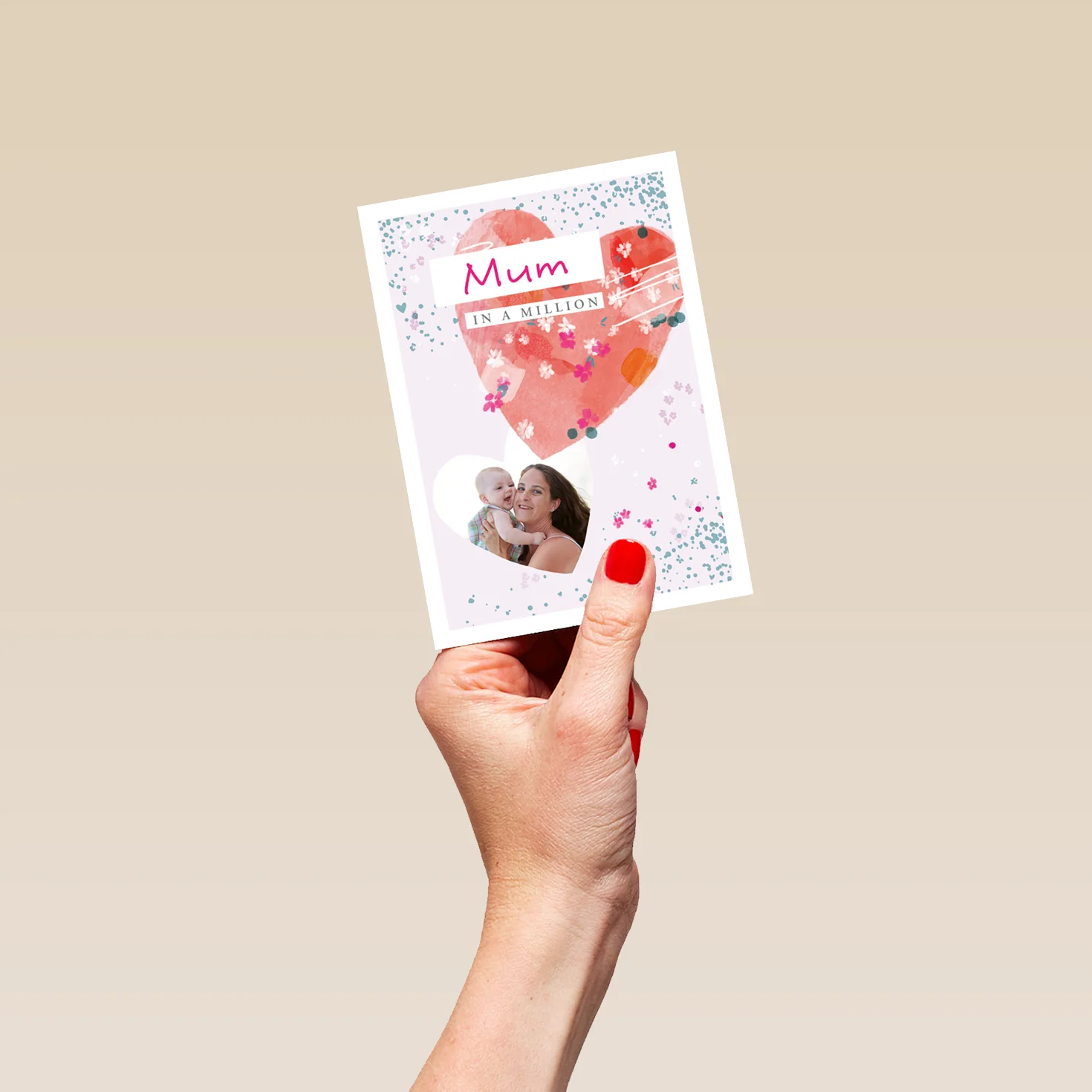 Personalised Contemporary Hearts Mum in a Million Mother's Day Photo Upload Card - Image 4
