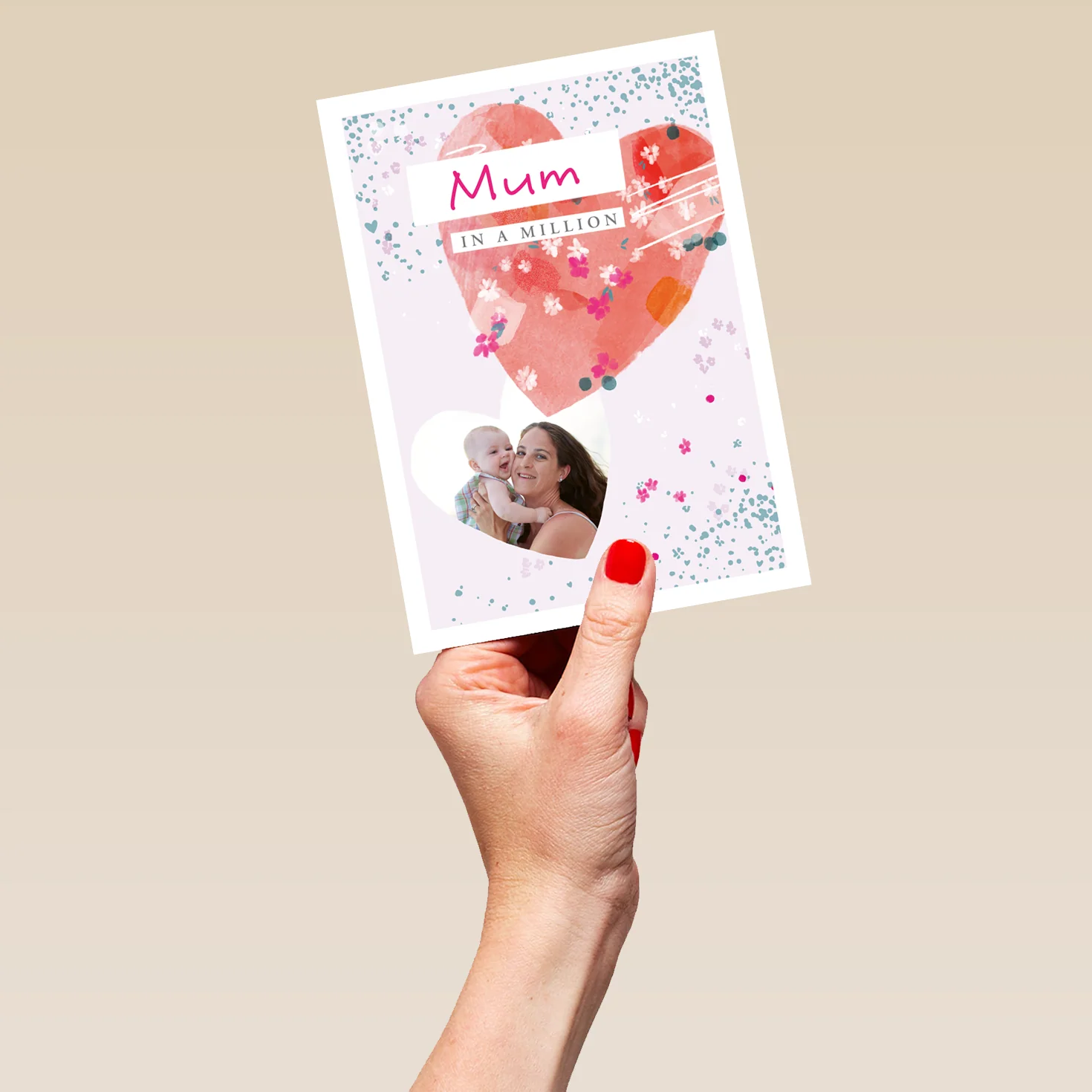 Personalised Contemporary Hearts Mum in a Million Mother's Day Photo Upload Card - Image 5