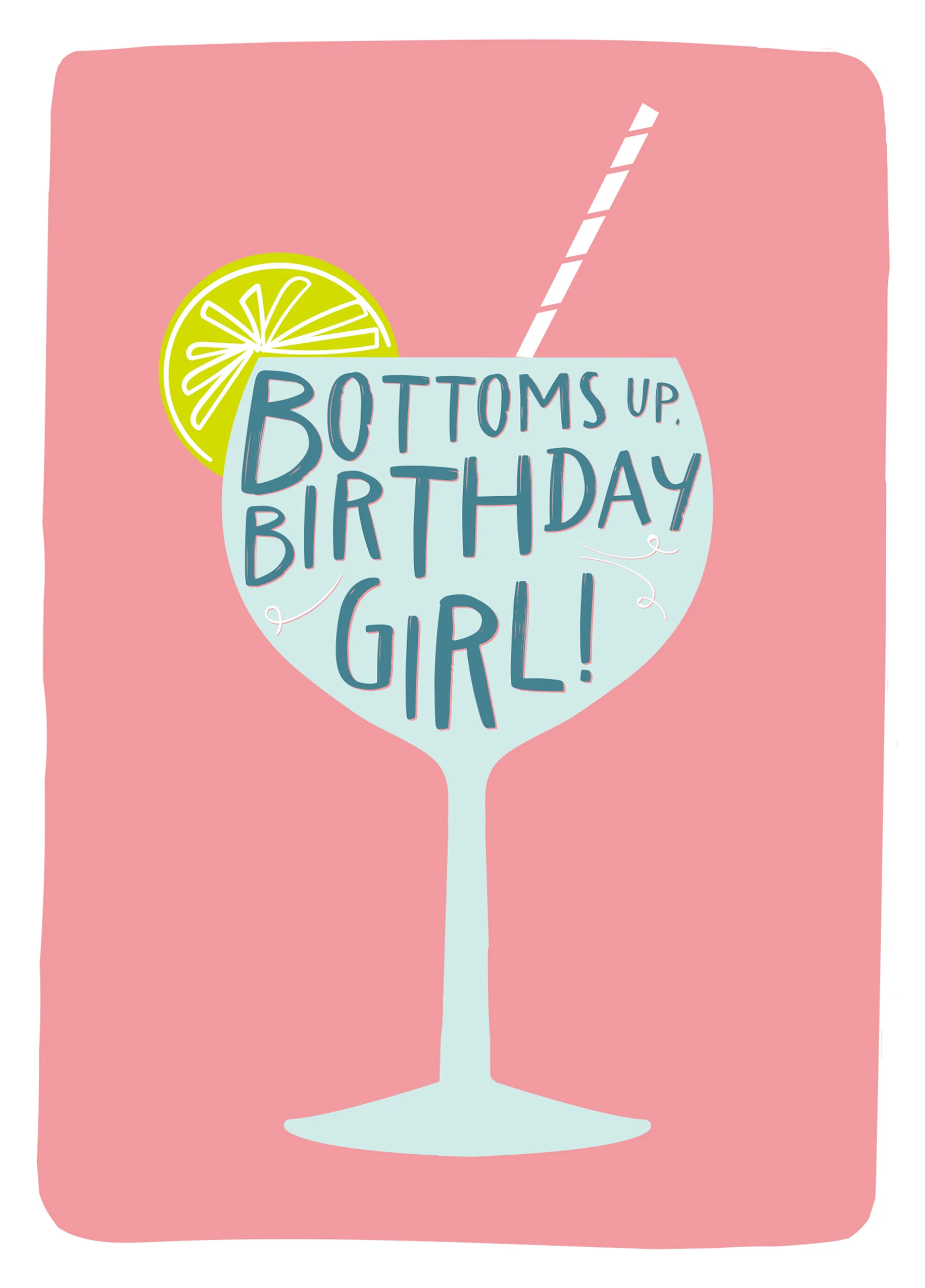 Personalised Contemporary Illustrated Bottoms Up Birthday Card
