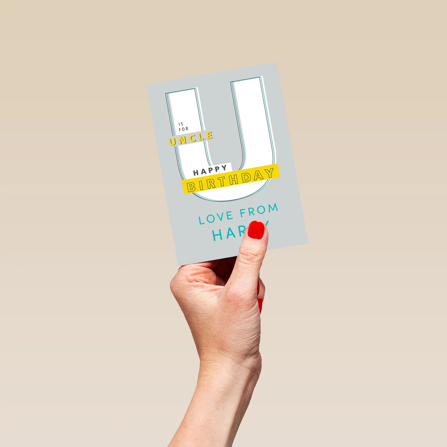 Personalised Contemporary Letter U Birthday Card For Uncle - Image 4