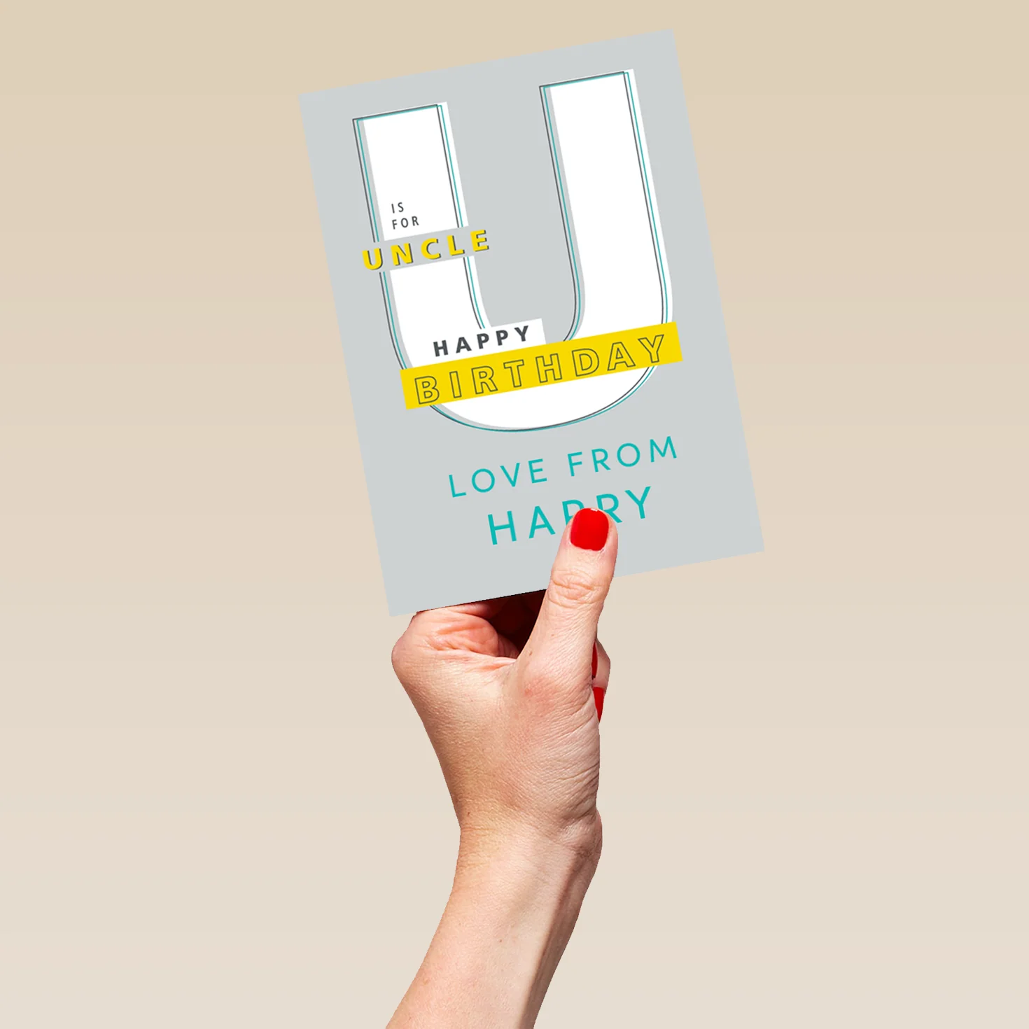 Personalised Contemporary Letter U Birthday Card For Uncle - Image 5