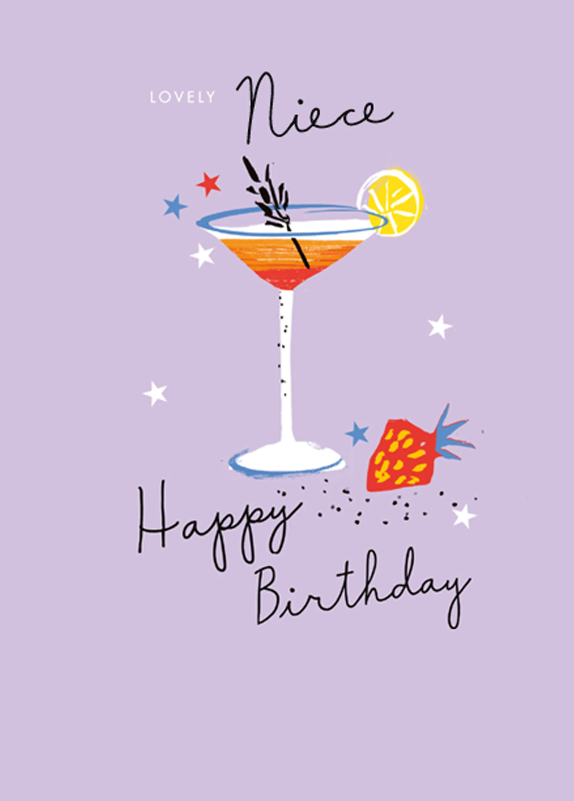 Personalised Contemporary Niece Birthday Editable Cocktail Card