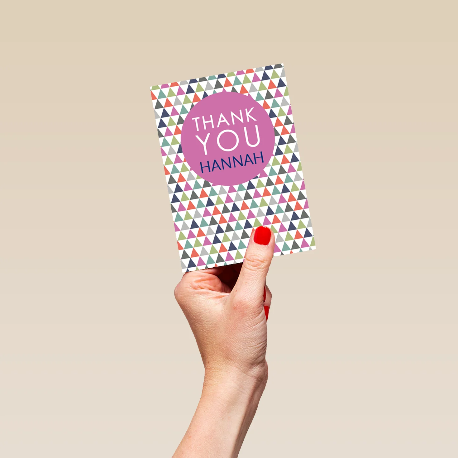 Personalised Contemporary Thank You Editable Triangles Card - Image 4