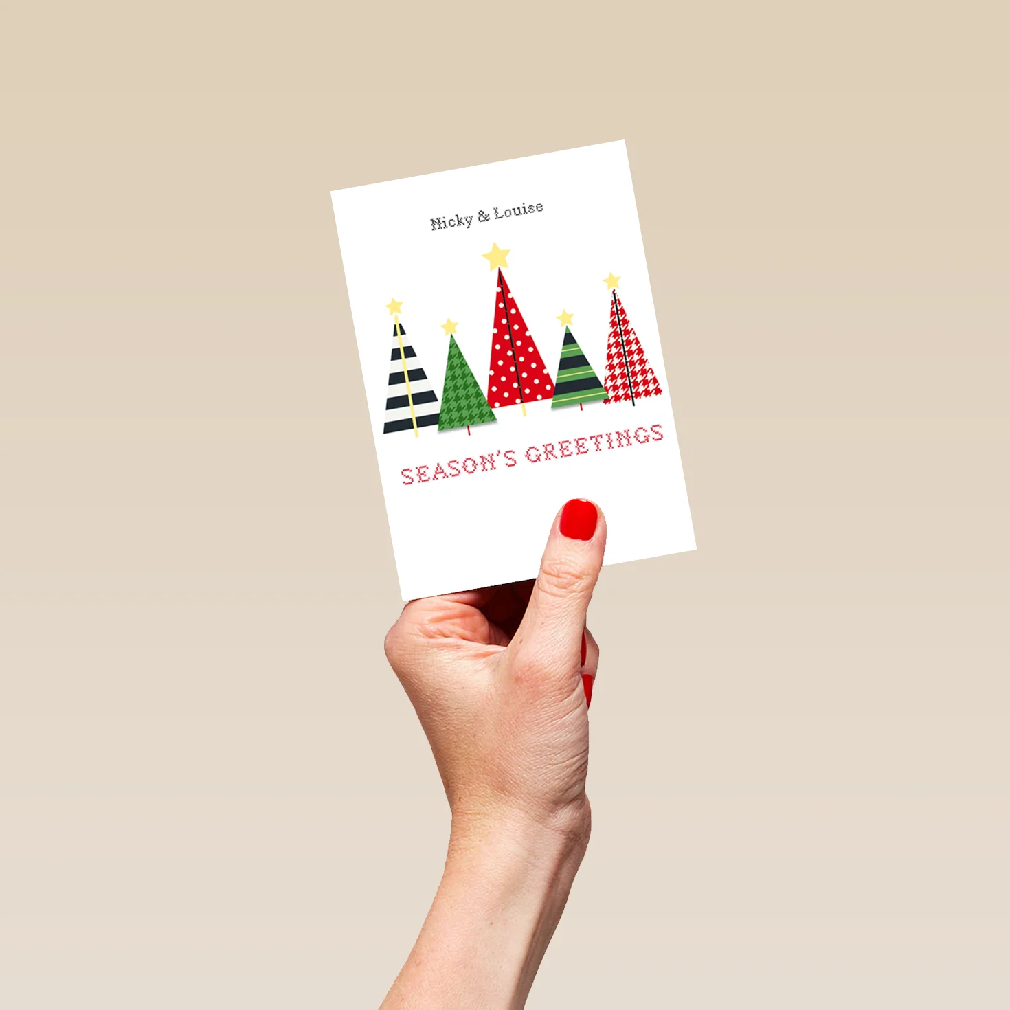 Personalised Contemporary Trees & Stars Christmas Card - Image 4