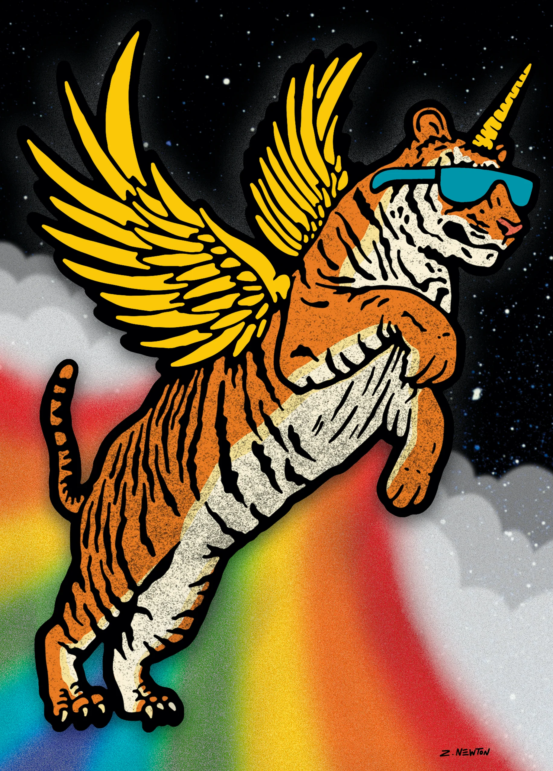 Personalised Cool Flying Tiger With Sunglasses Birthday Card