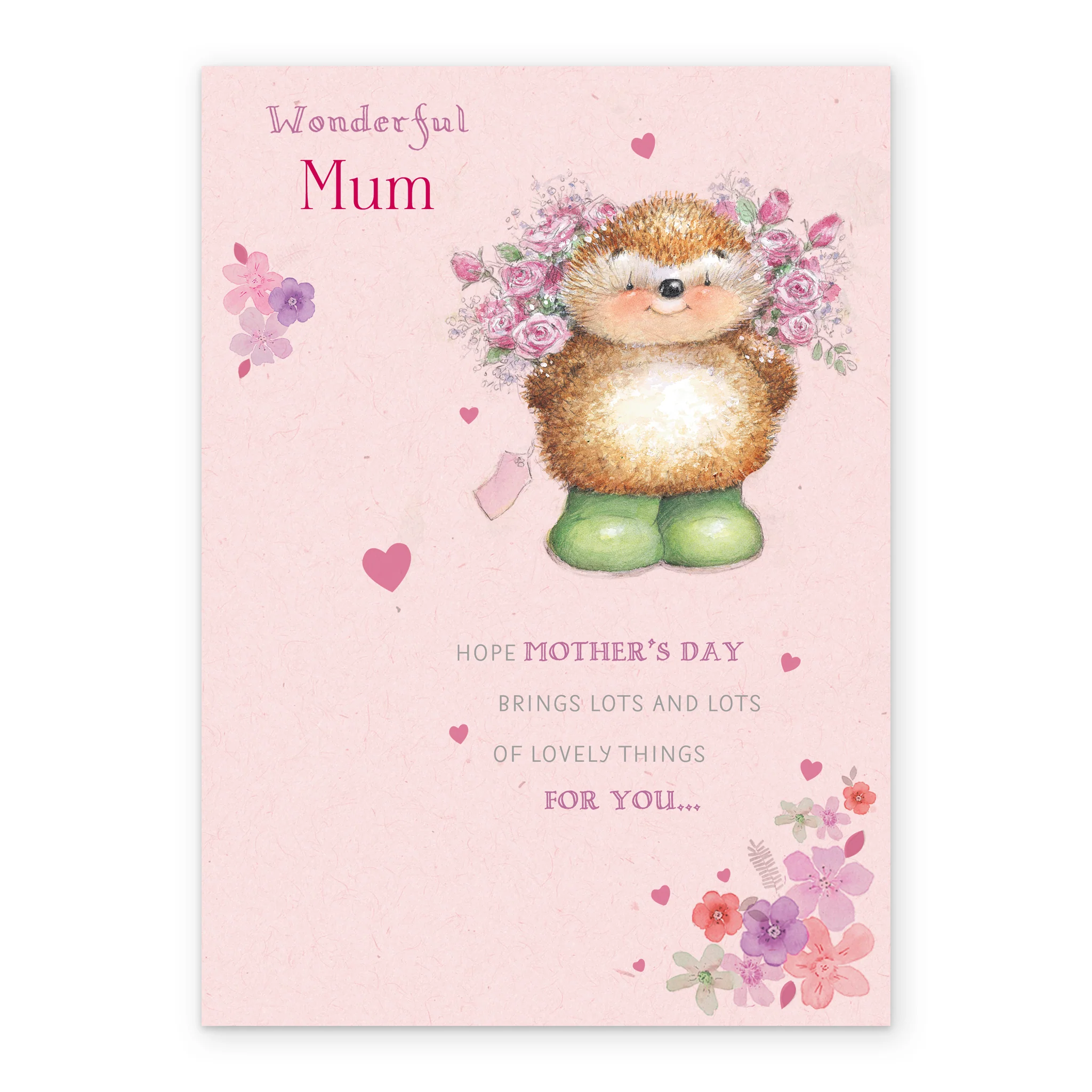 Personalised Country Companions Hedgehog Flowers Mother's Day Card For Mum - Image 2