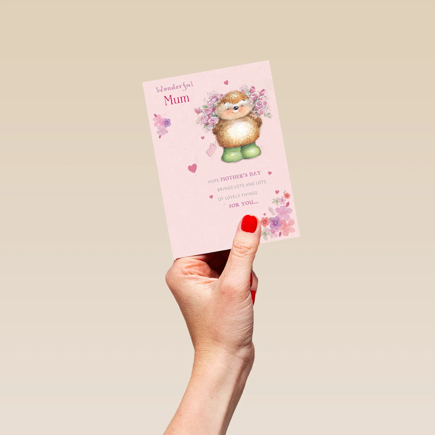 Personalised Country Companions Hedgehog Flowers Mother's Day Card For Mum - Image 4