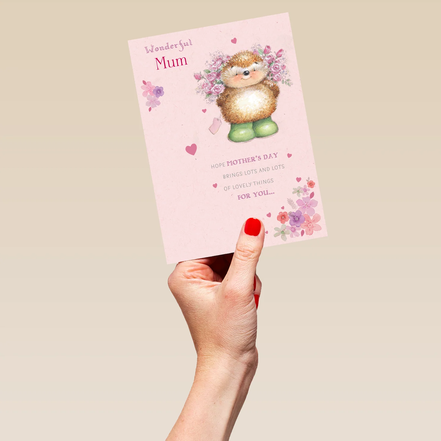 Personalised Country Companions Hedgehog Flowers Mother's Day Card For Mum - Image 5