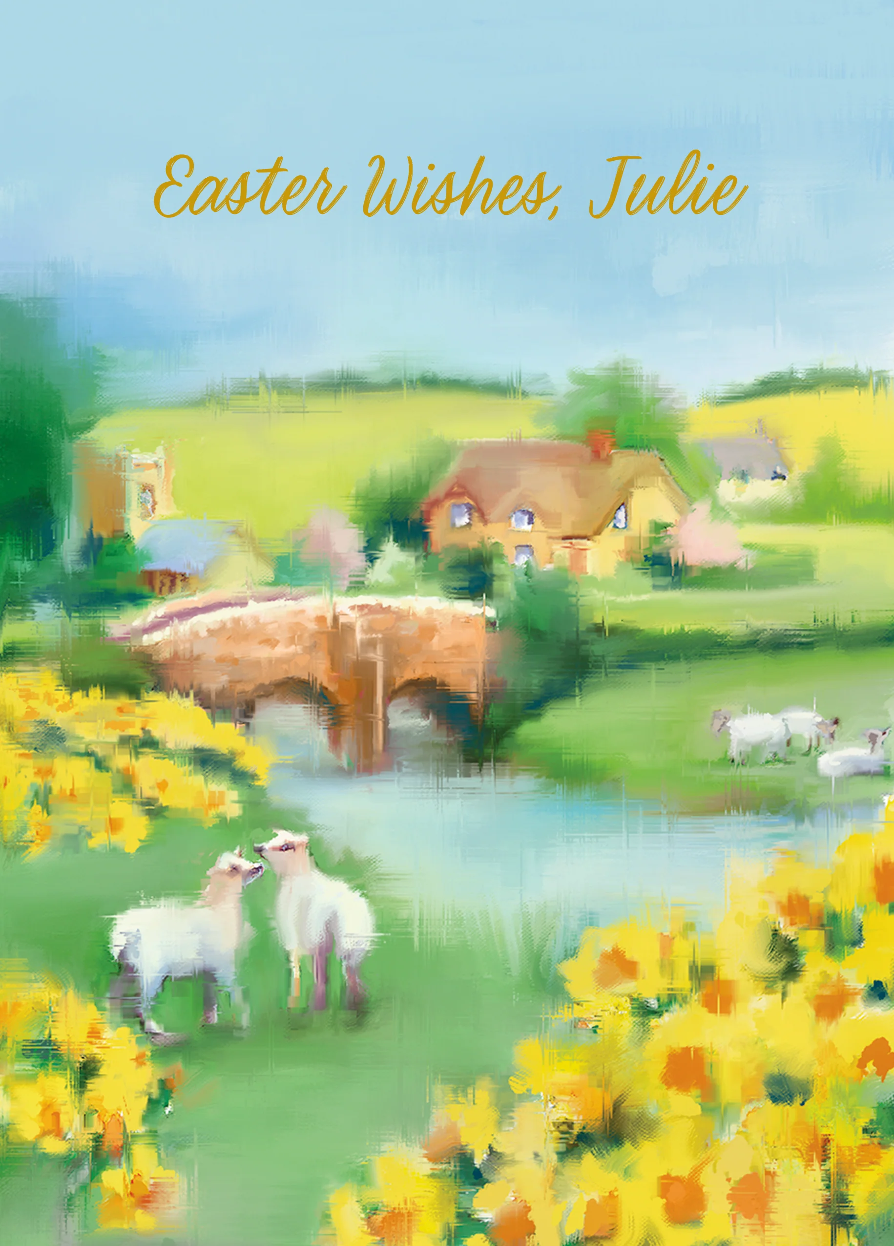 Personalised Countryside Scene Easter Card
