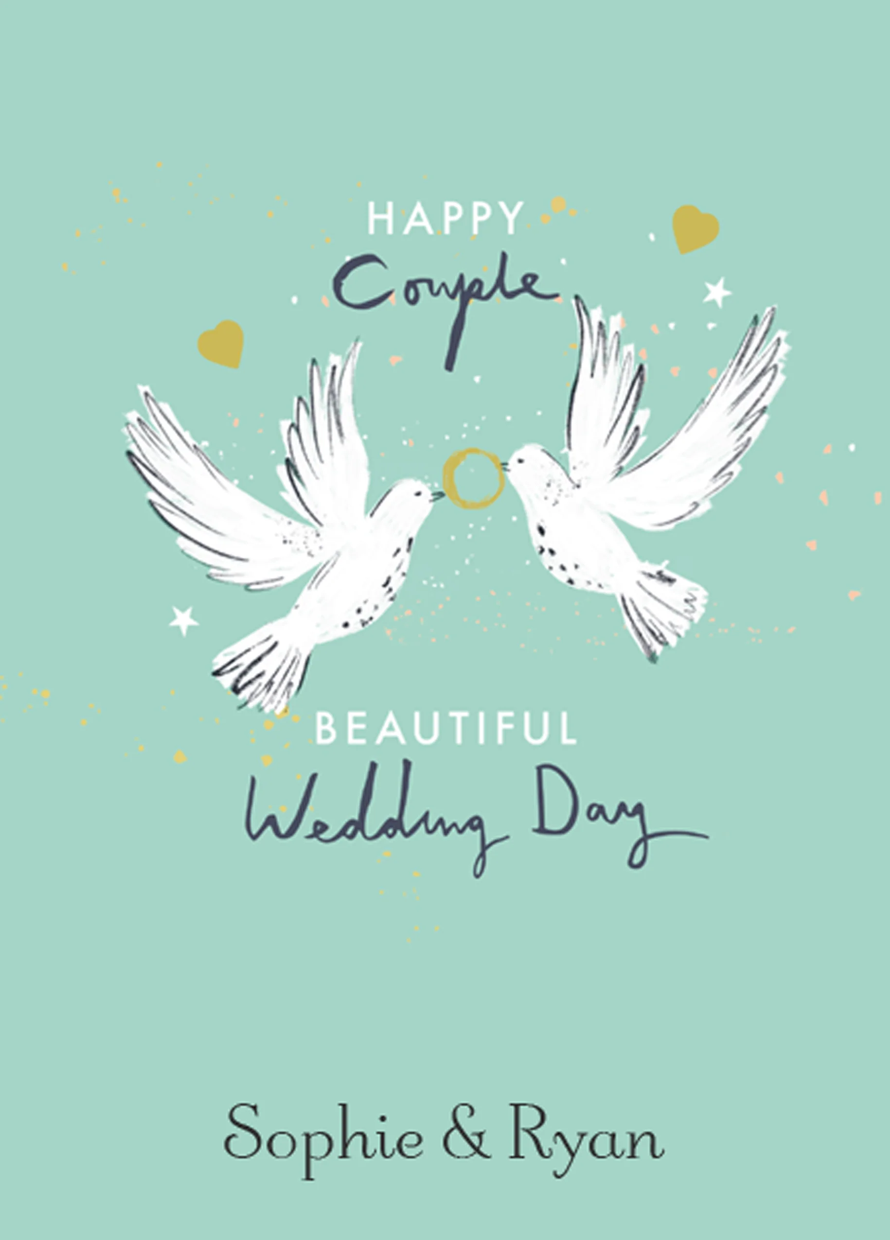 Personalised Couple & Doves Wedding Card