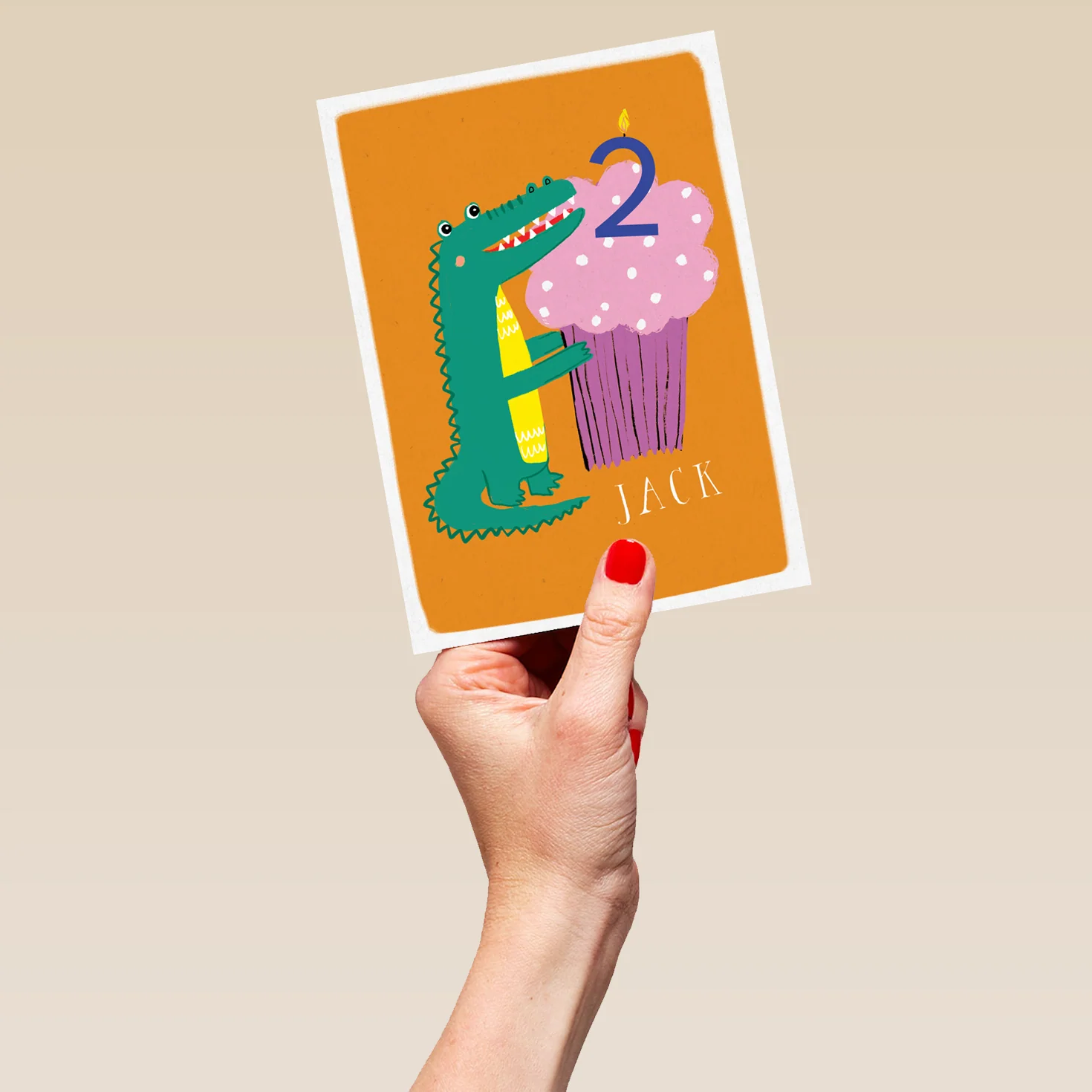 Personalised Crocodile And Cupcake 2nd Birthday Card - Image 5