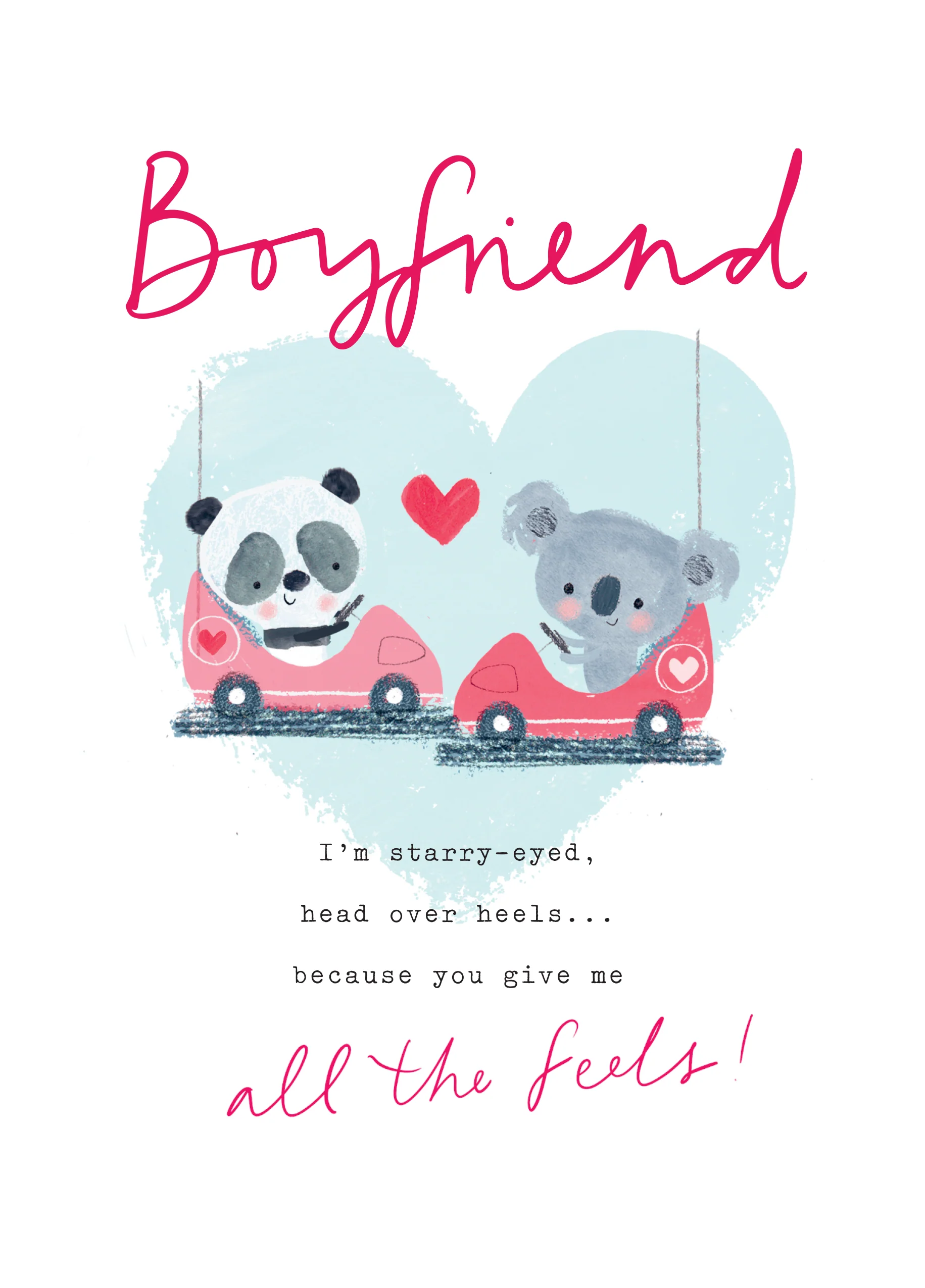 Personalised Cute Animals & Love Heart Valentine's Day Card for Boyfriend