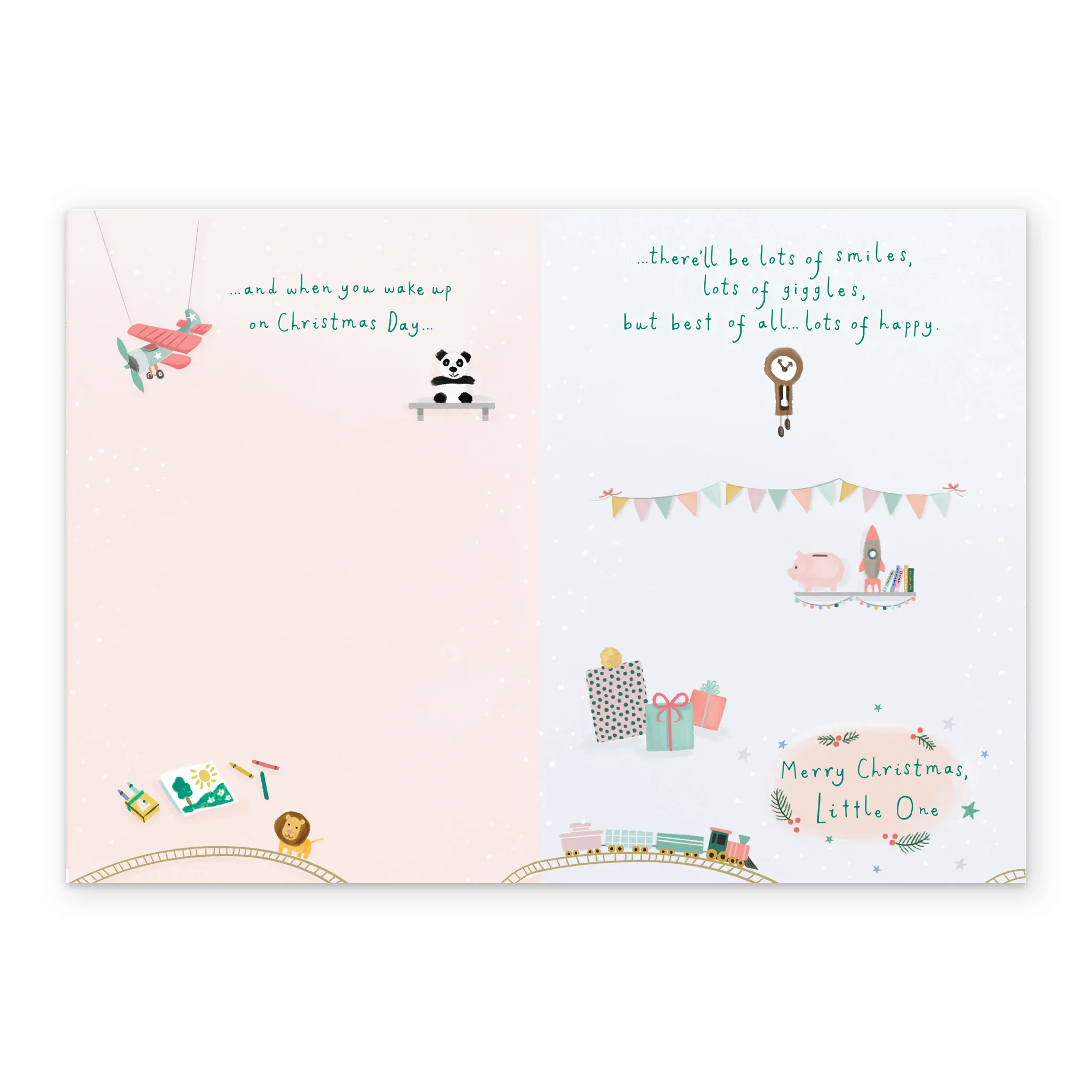 Personalised Cute Baby Girl's 1st Christmas Nursery Toys Card - Image 3