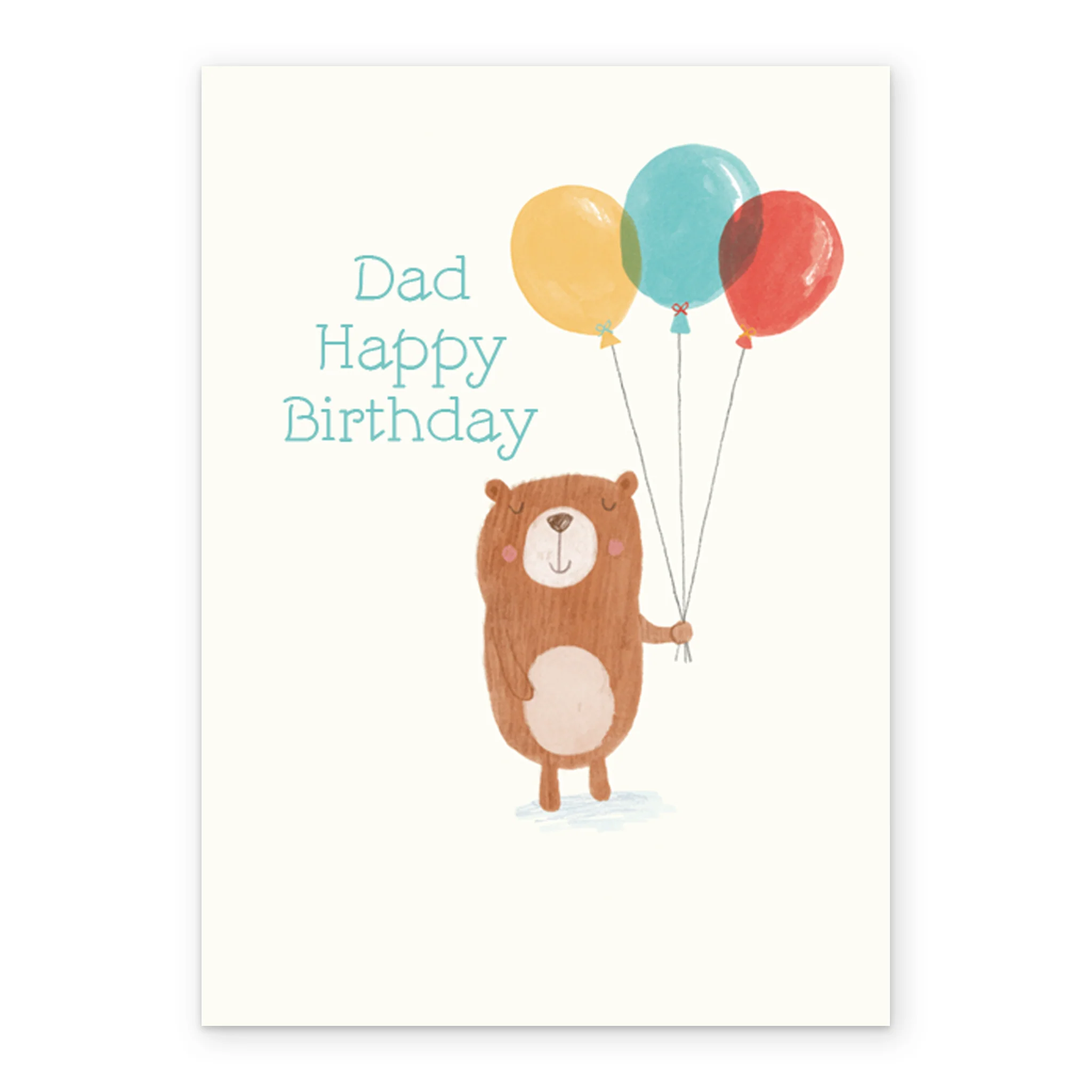 Personalised Cute Bear And Balloons Birthday Card For Dad - Image 2