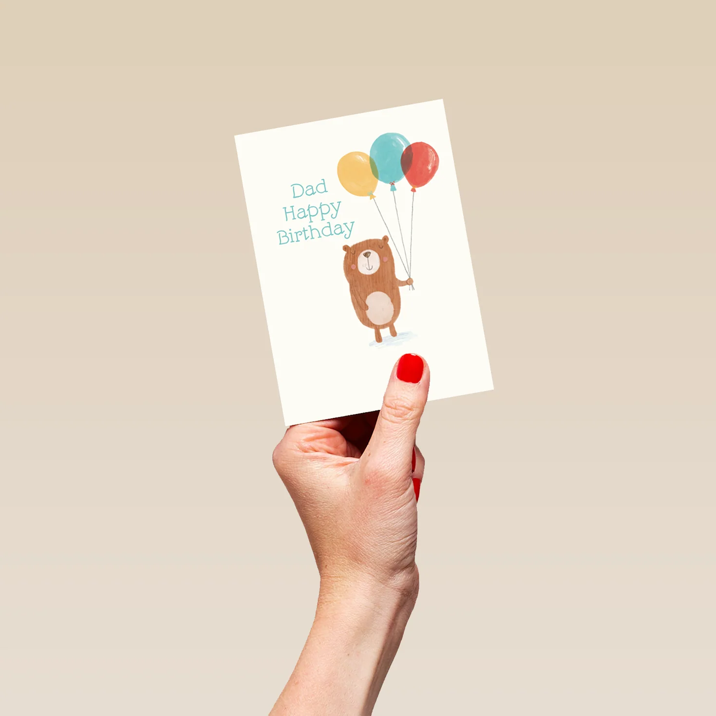 Personalised Cute Bear And Balloons Birthday Card For Dad - Image 4