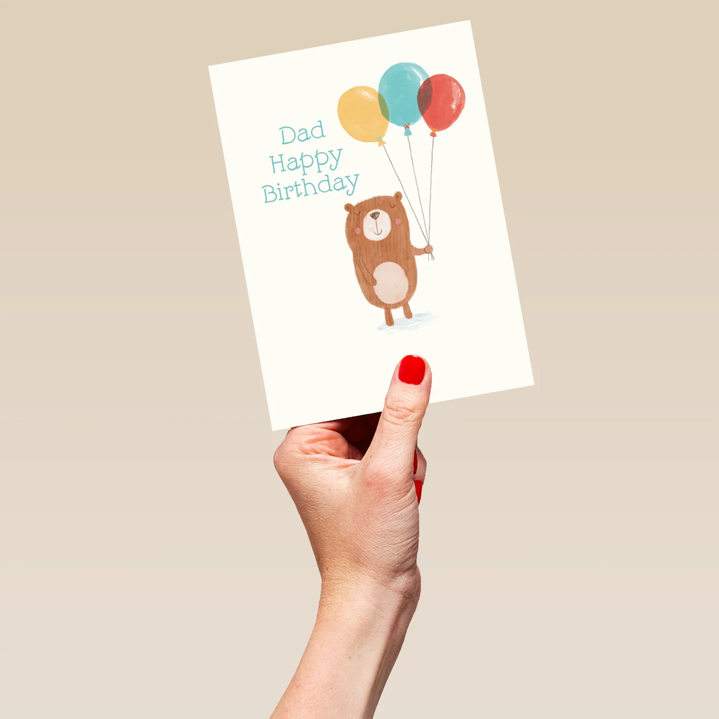Personalised Cute Bear And Balloons Birthday Card For Dad - Image 5