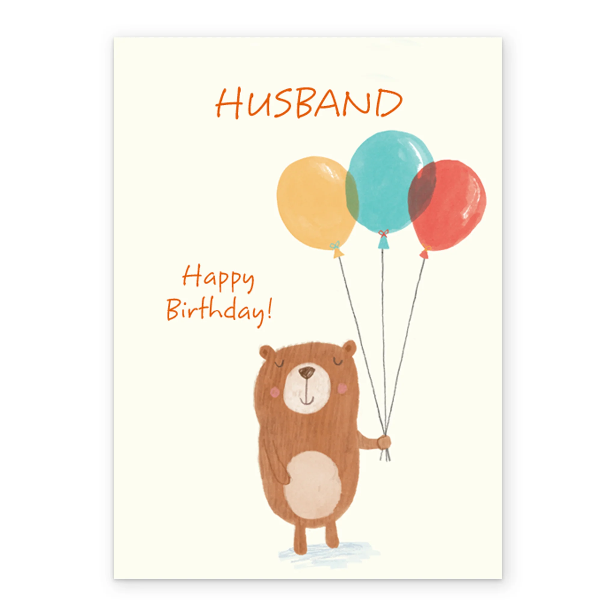 Personalised Cute Bear Balloons Husband Birthday Card - Image 2
