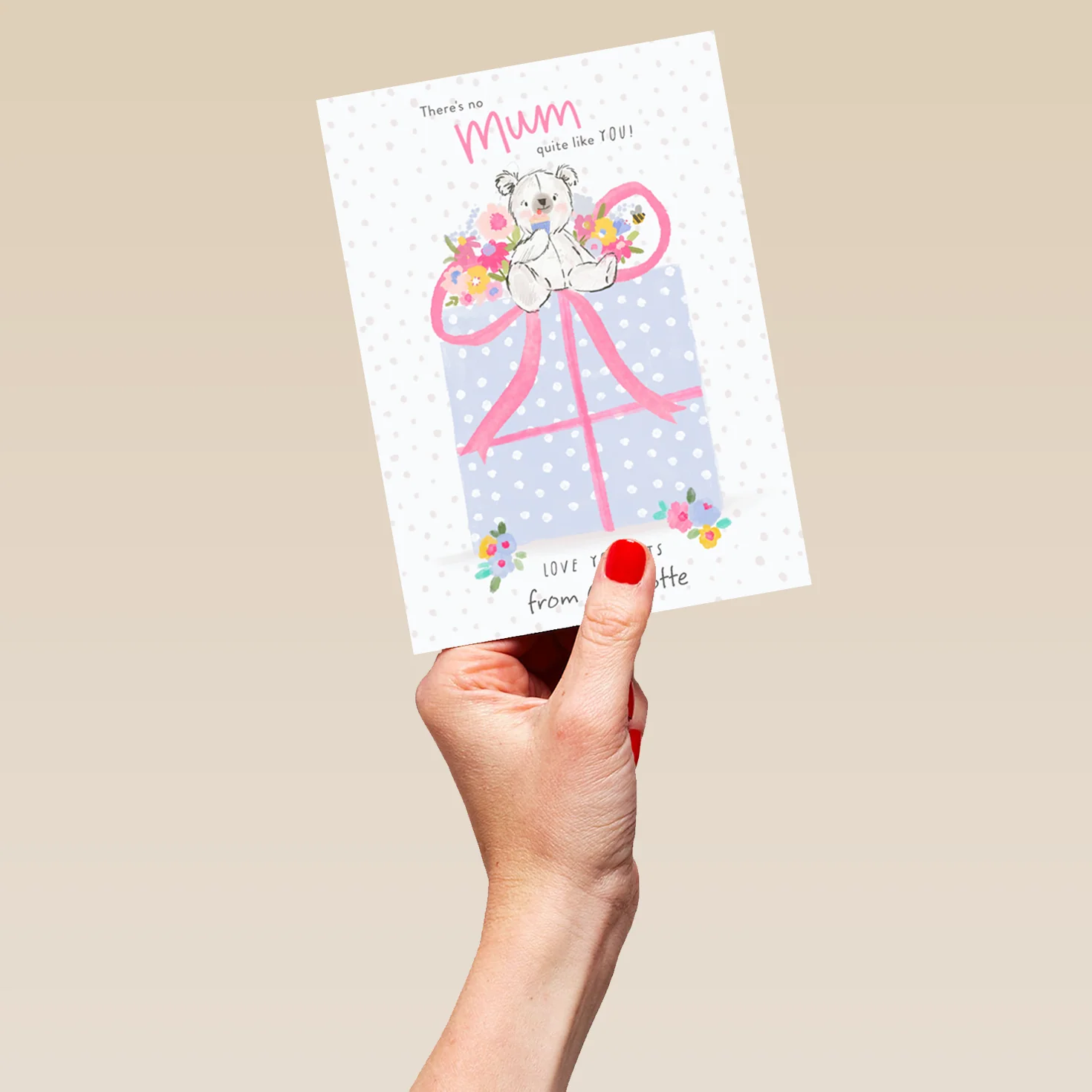 Personalised Cute Bear Birthday Card For Mum - Image 5