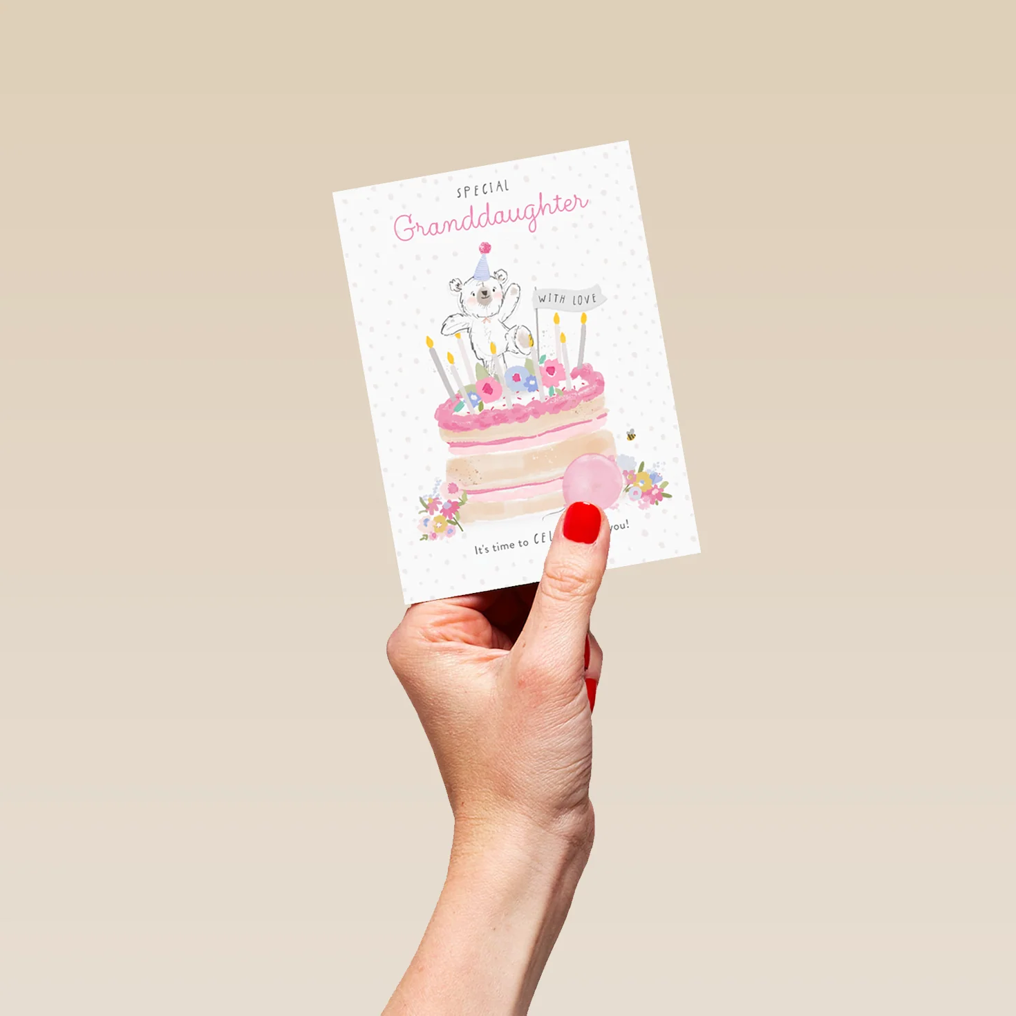Personalised Cute Bear Cake Birthday Card For Granddaughter - Image 4