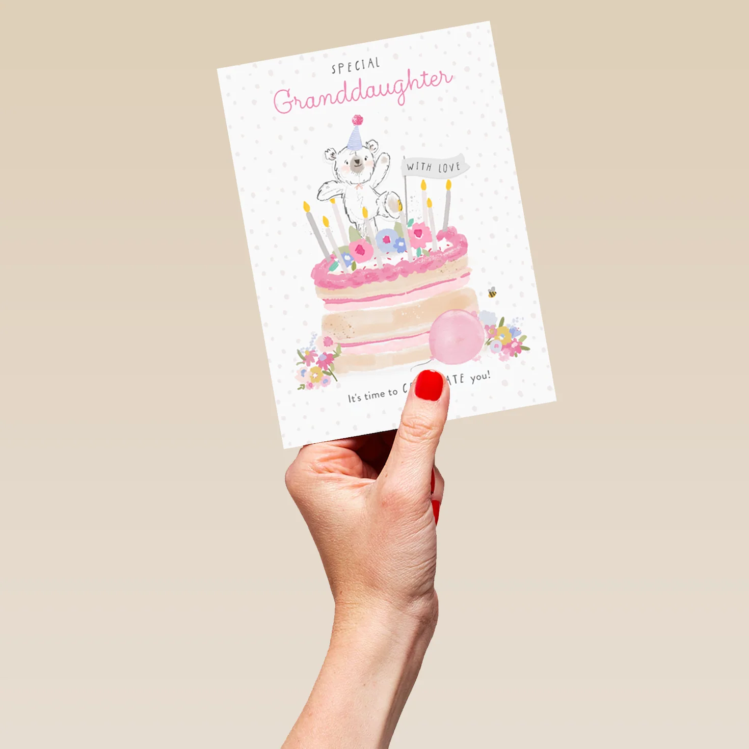 Personalised Cute Bear Cake Birthday Card For Granddaughter - Image 5