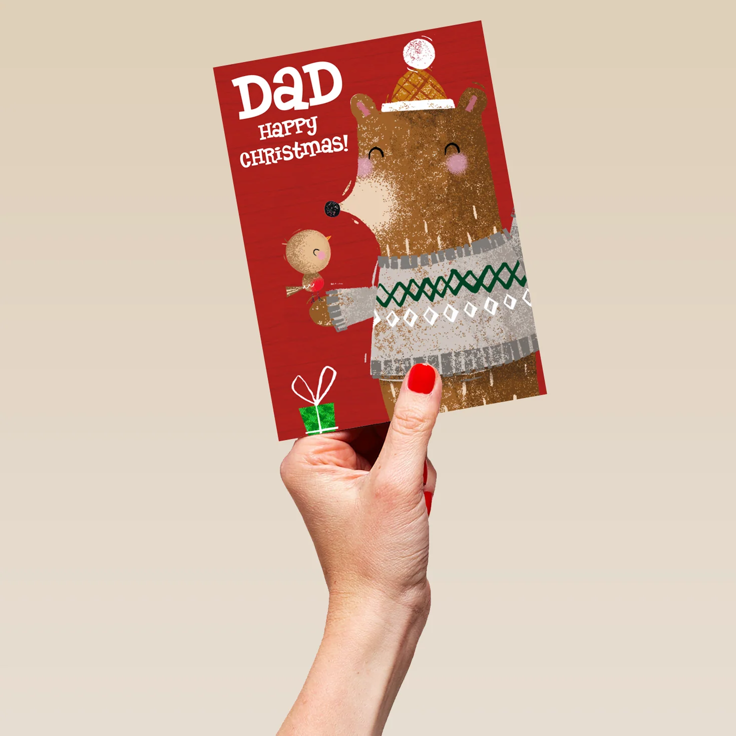 Personalised Cute Bear Happy Christmas Dad Card - Image 5