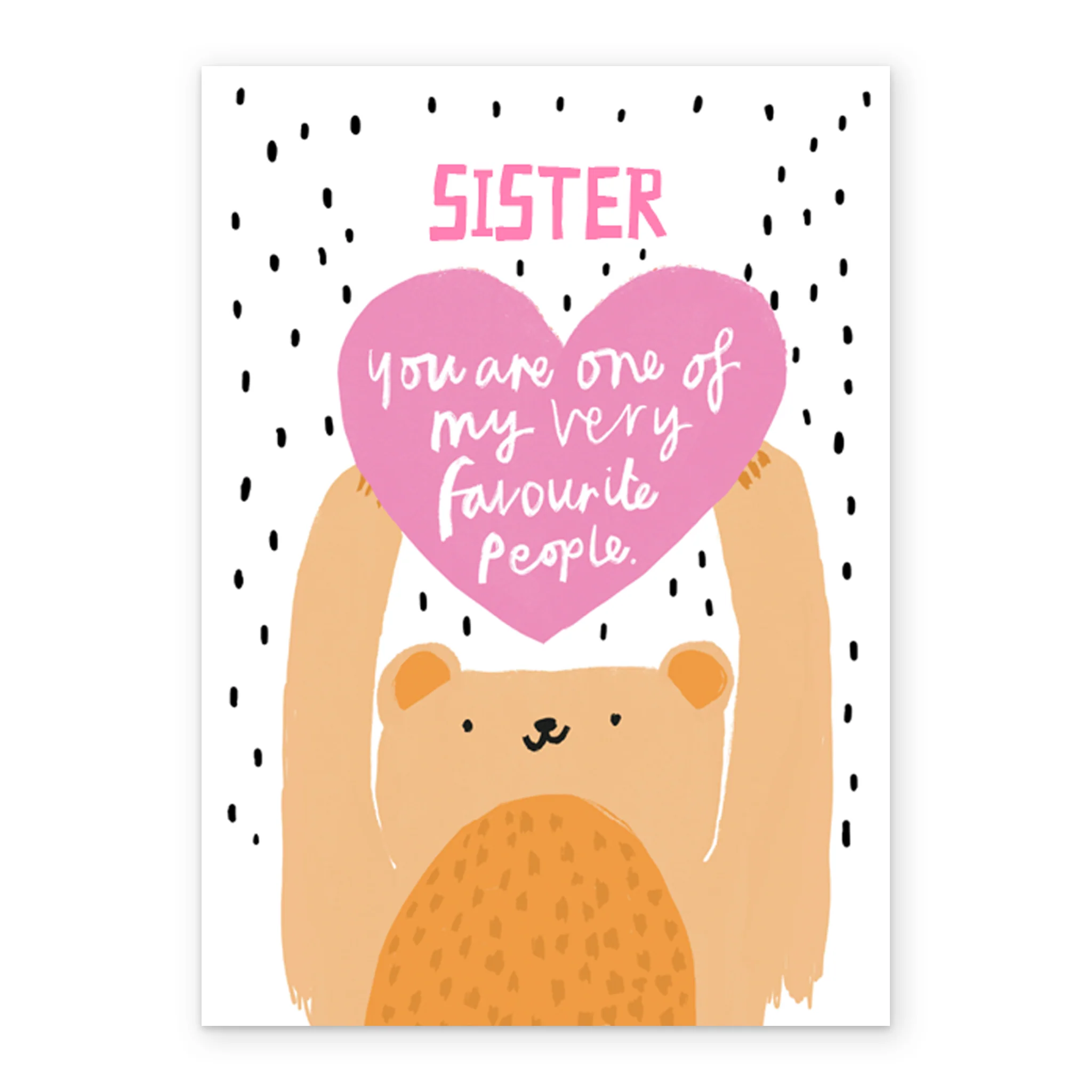 Personalised Cute Bear Love Heart Card For Sister - Image 2