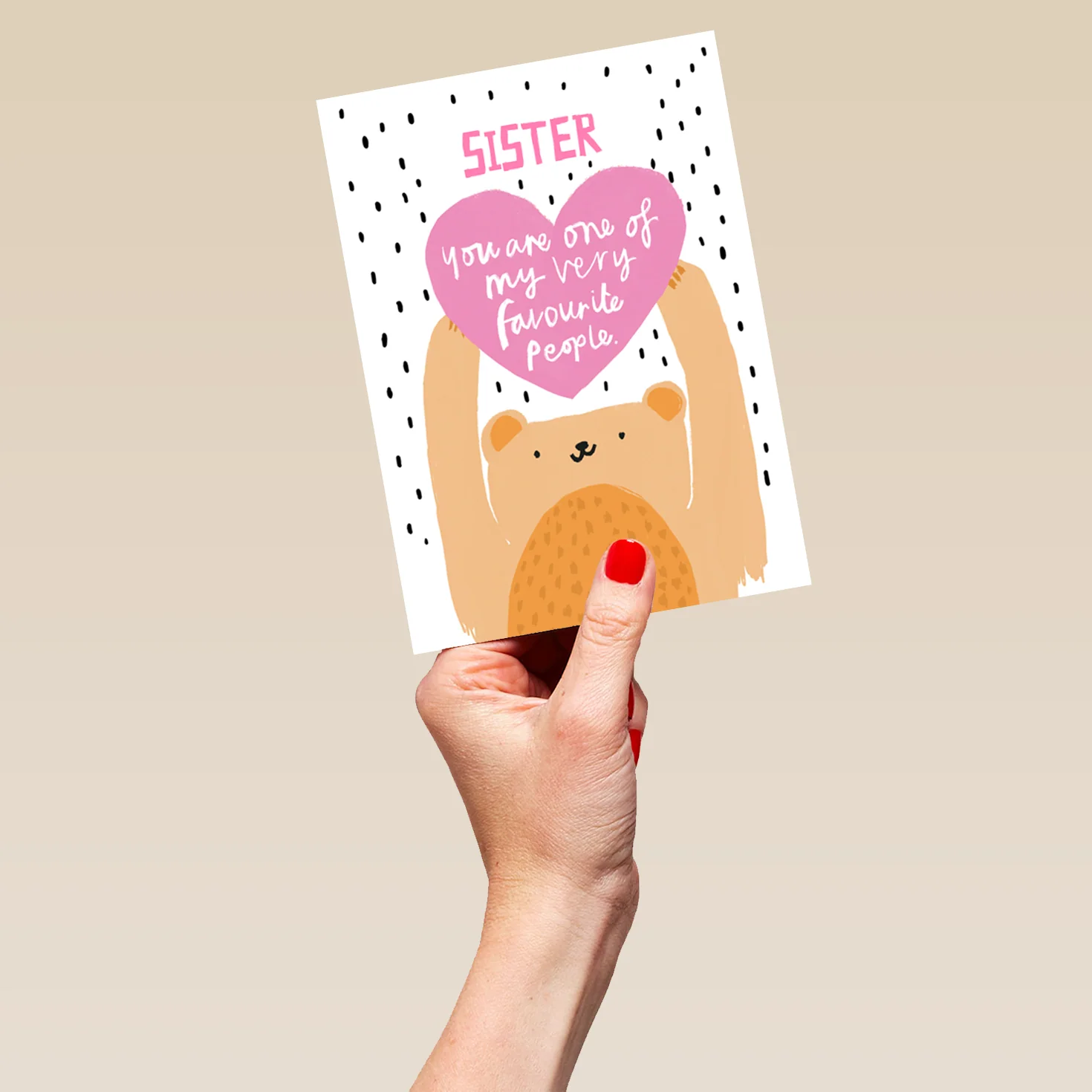 Personalised Cute Bear Love Heart Card For Sister - Image 5