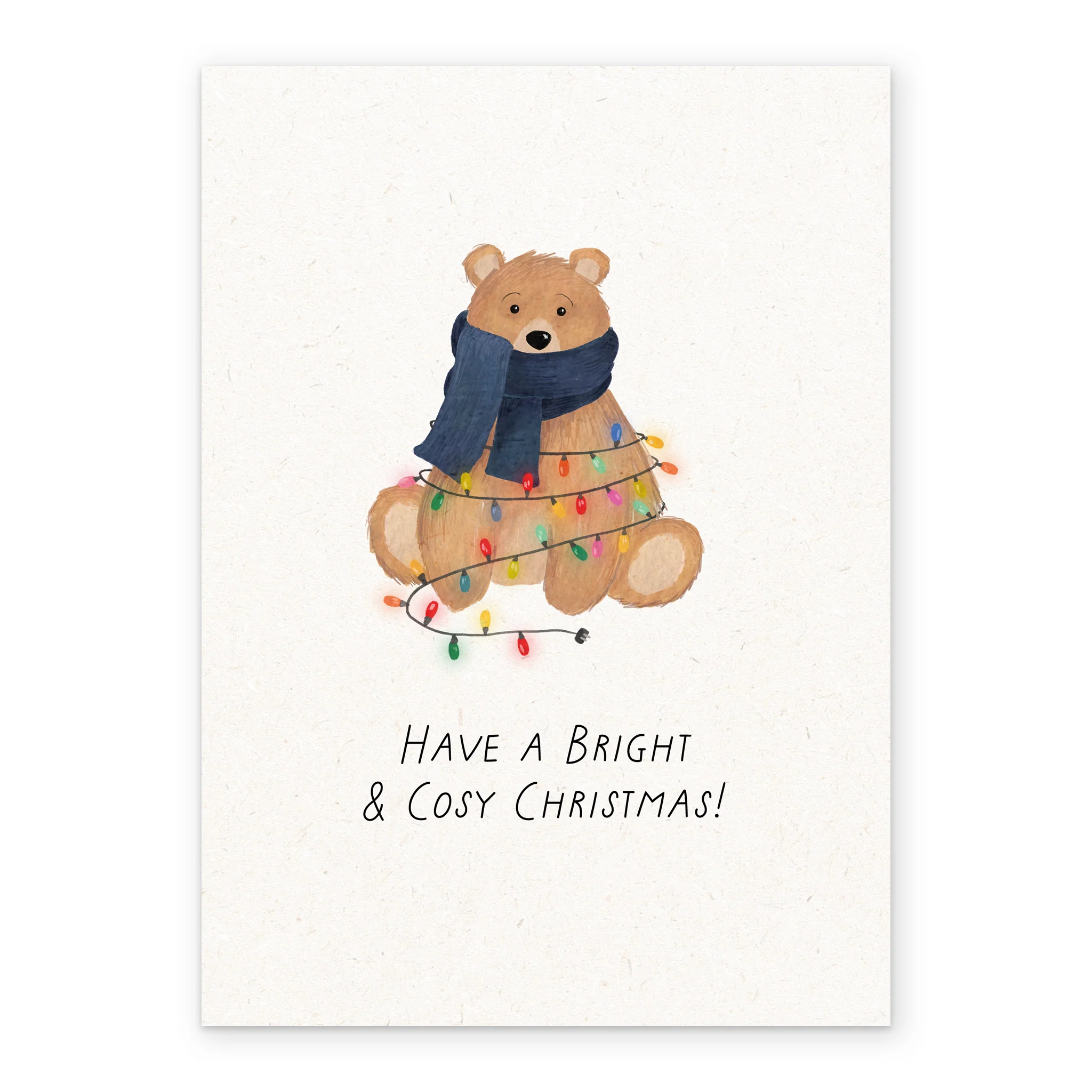 Personalised Cute Bears in Scarf & Lights Christmas Card - Image 2