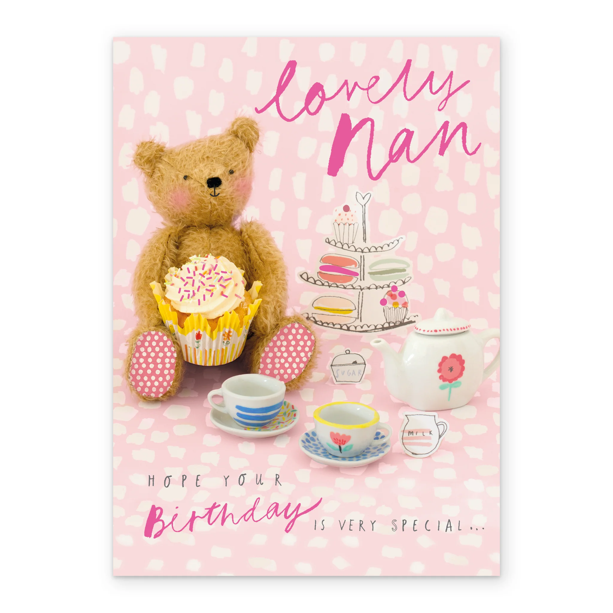 Personalised Cute Bears Tea Party Birthday Card For Nan - Image 2