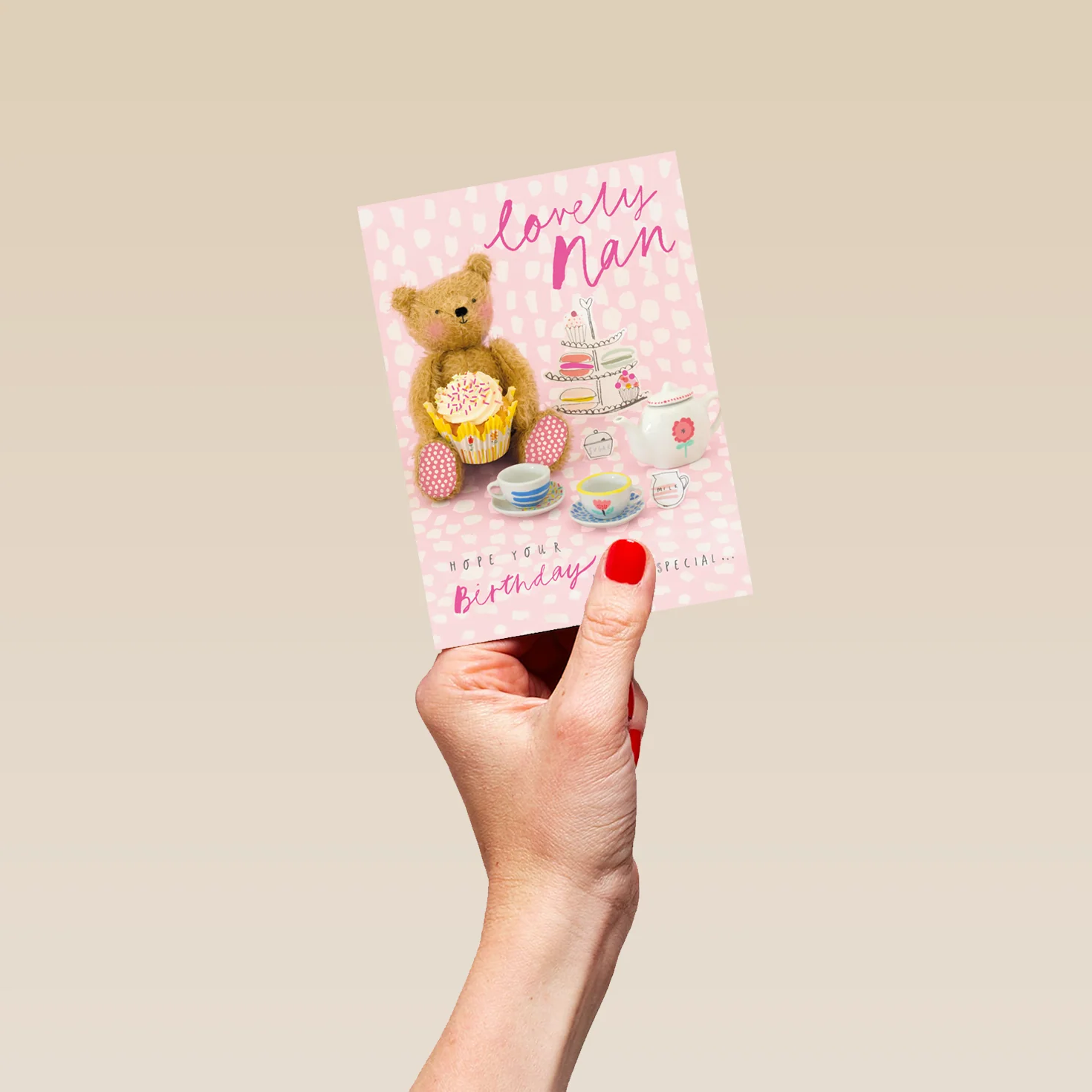 Personalised Cute Bears Tea Party Birthday Card For Nan - Image 4